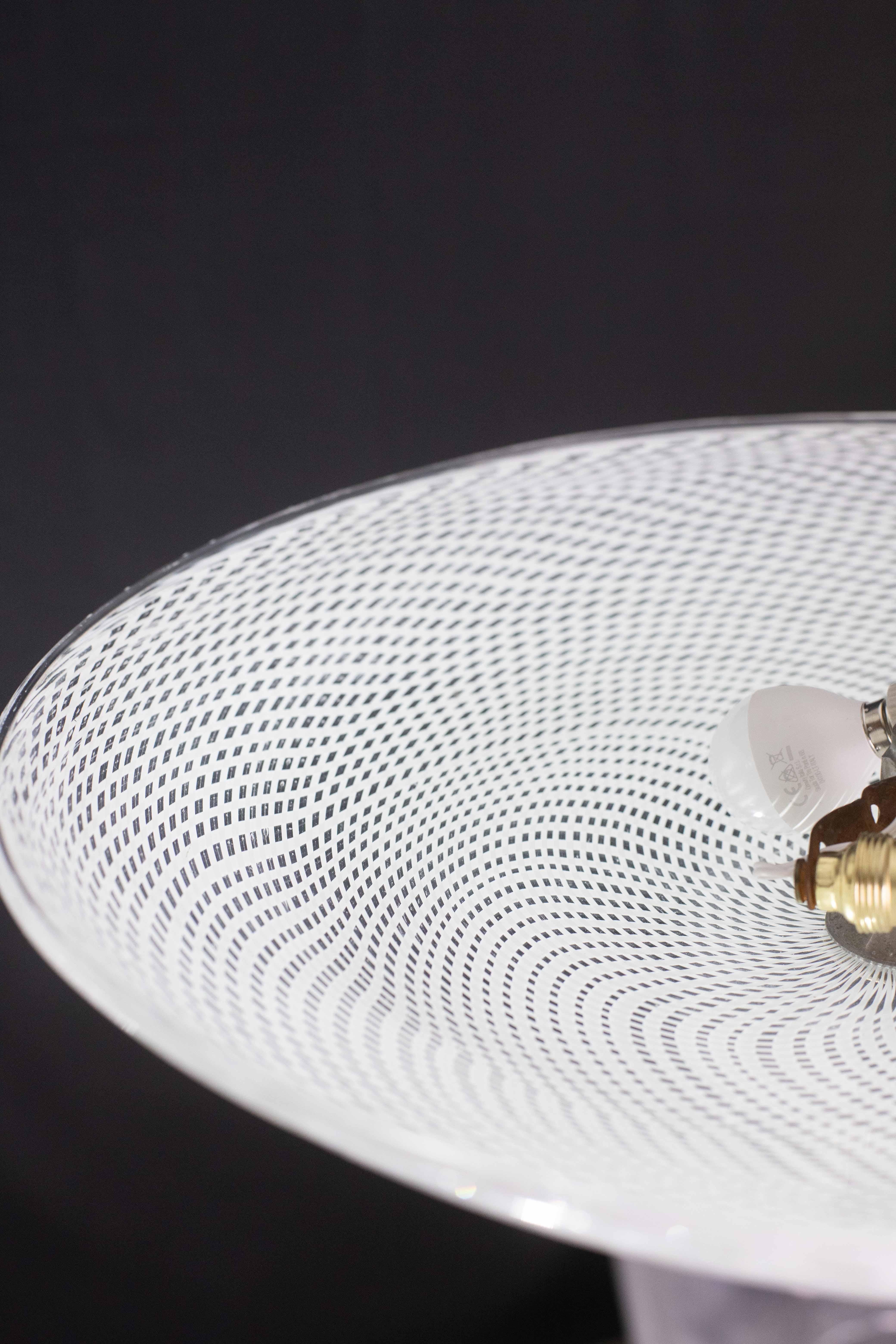 Lampadario a disco in vetro di Murano Reticello Art Deco di Venini degli anni '40 in vendita 3