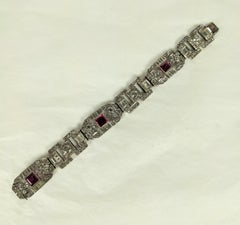 Fine Art Deco Ruby and Crystal Paste Bracelet