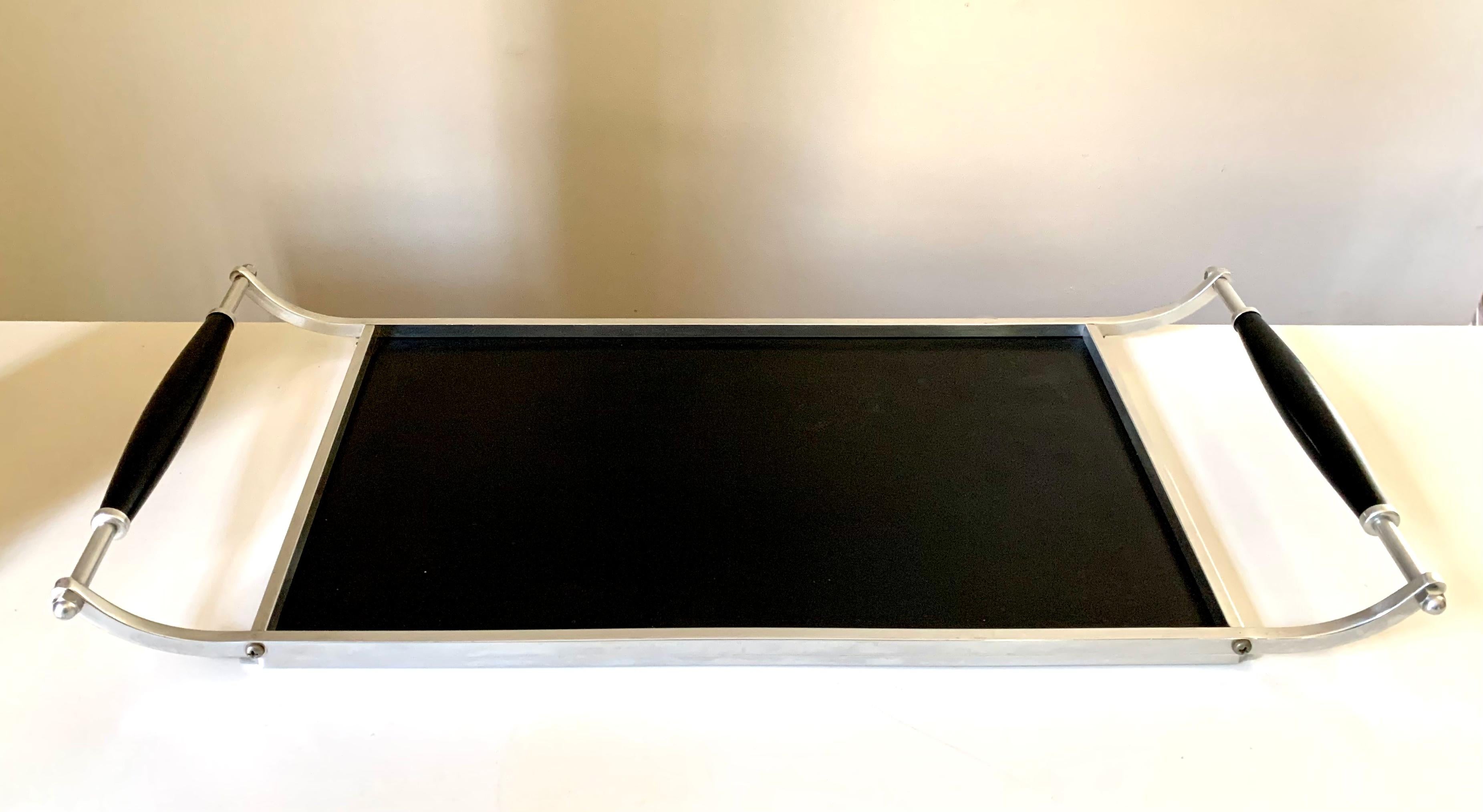 French Fine Art Deco Serving Tray in the Style of Jacques Adnet, 20th Century