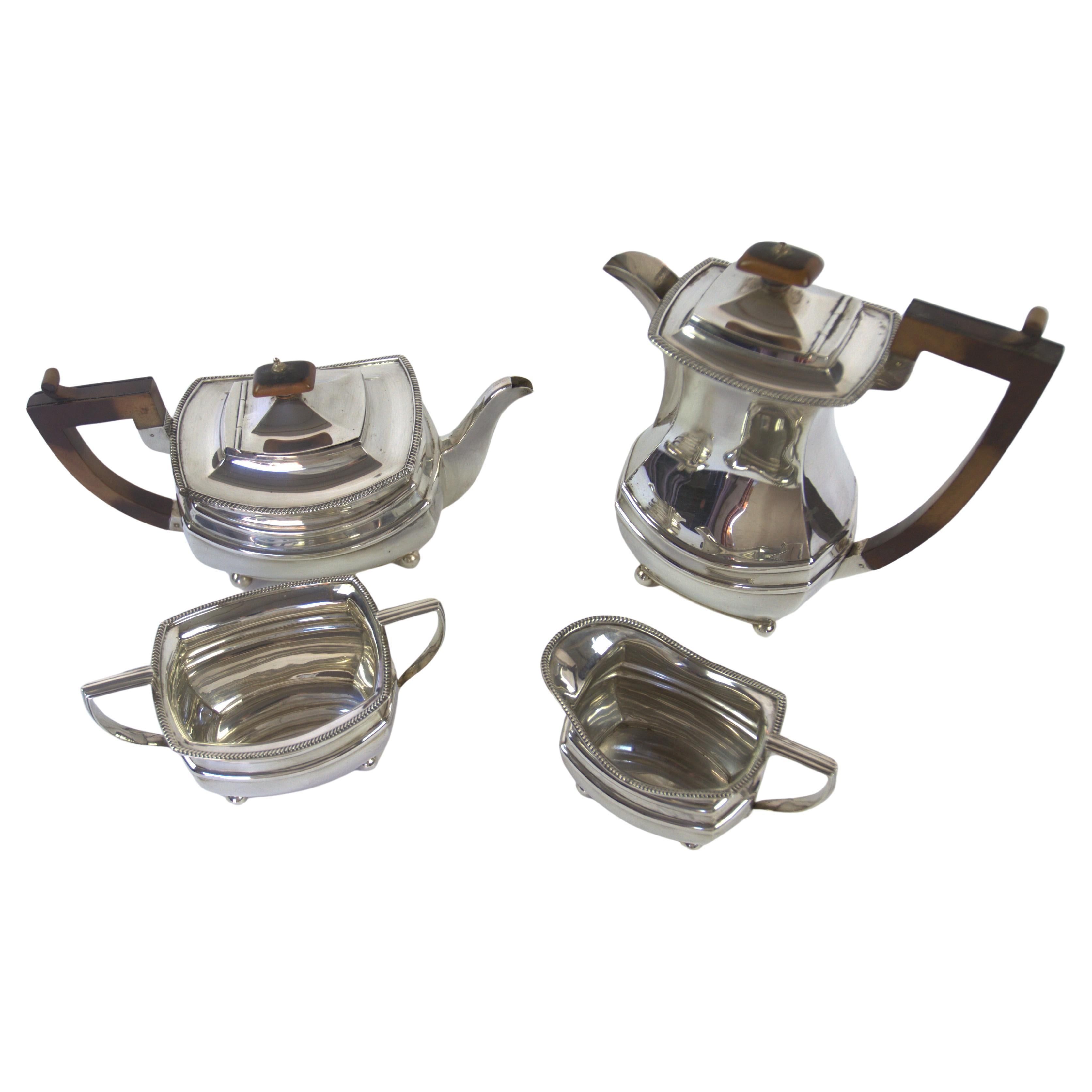 Fine Art Deco Silver 4pc Tea & Coffee set Chester 1931