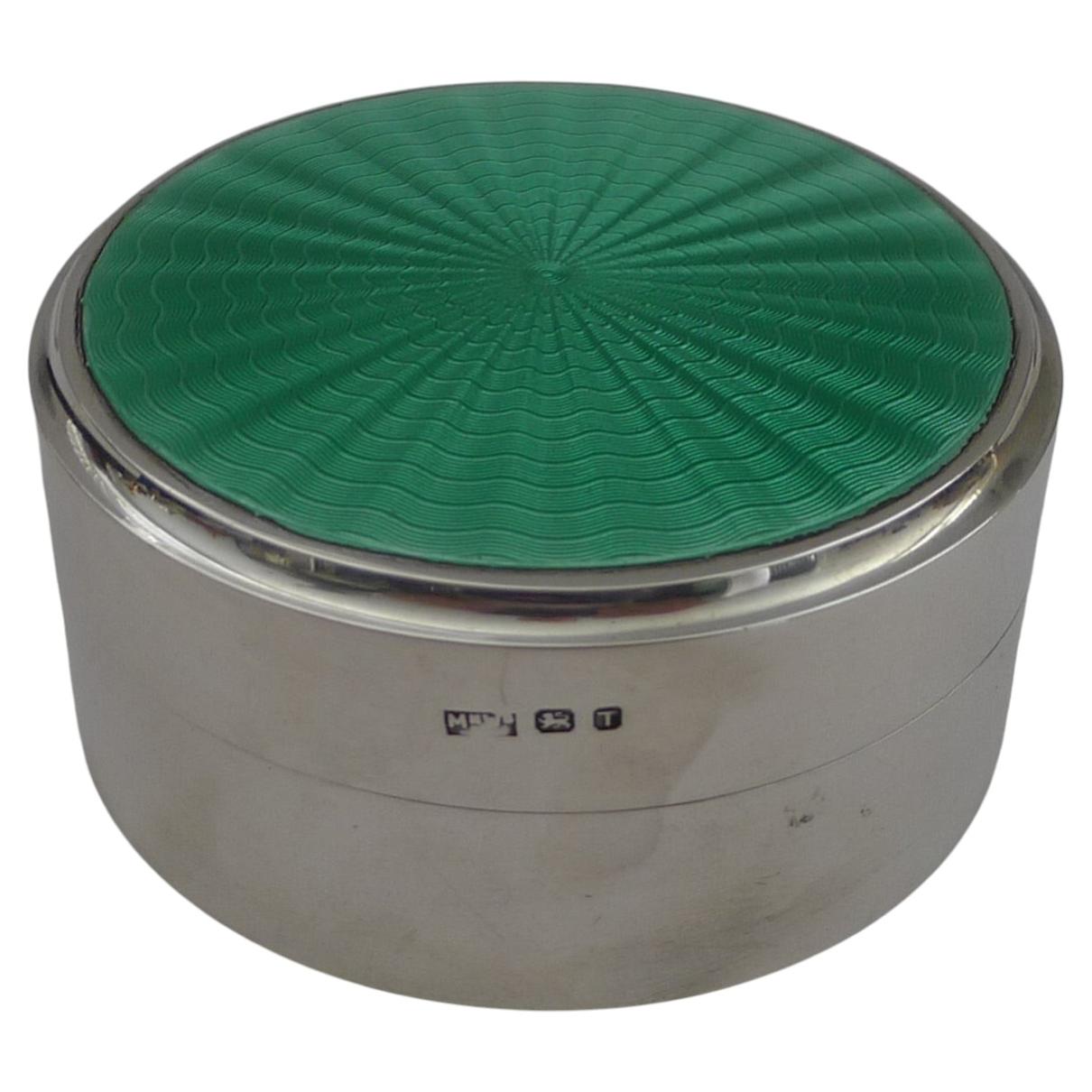 Fine Art Deco Silver and Guilloche Enamel Box - 1934 For Sale