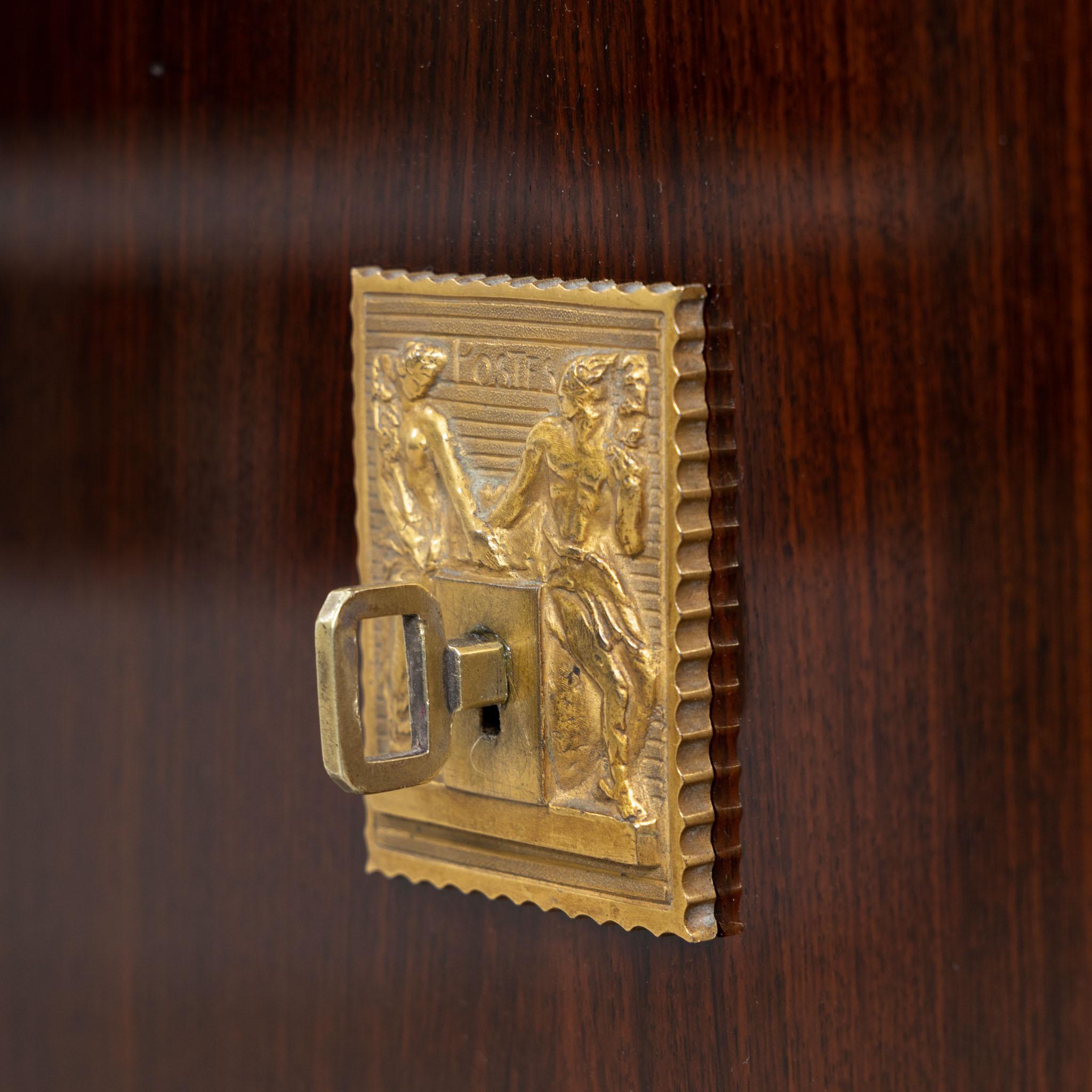 Palisander Fine Art Deco Three Door Large Cabinet For Sale