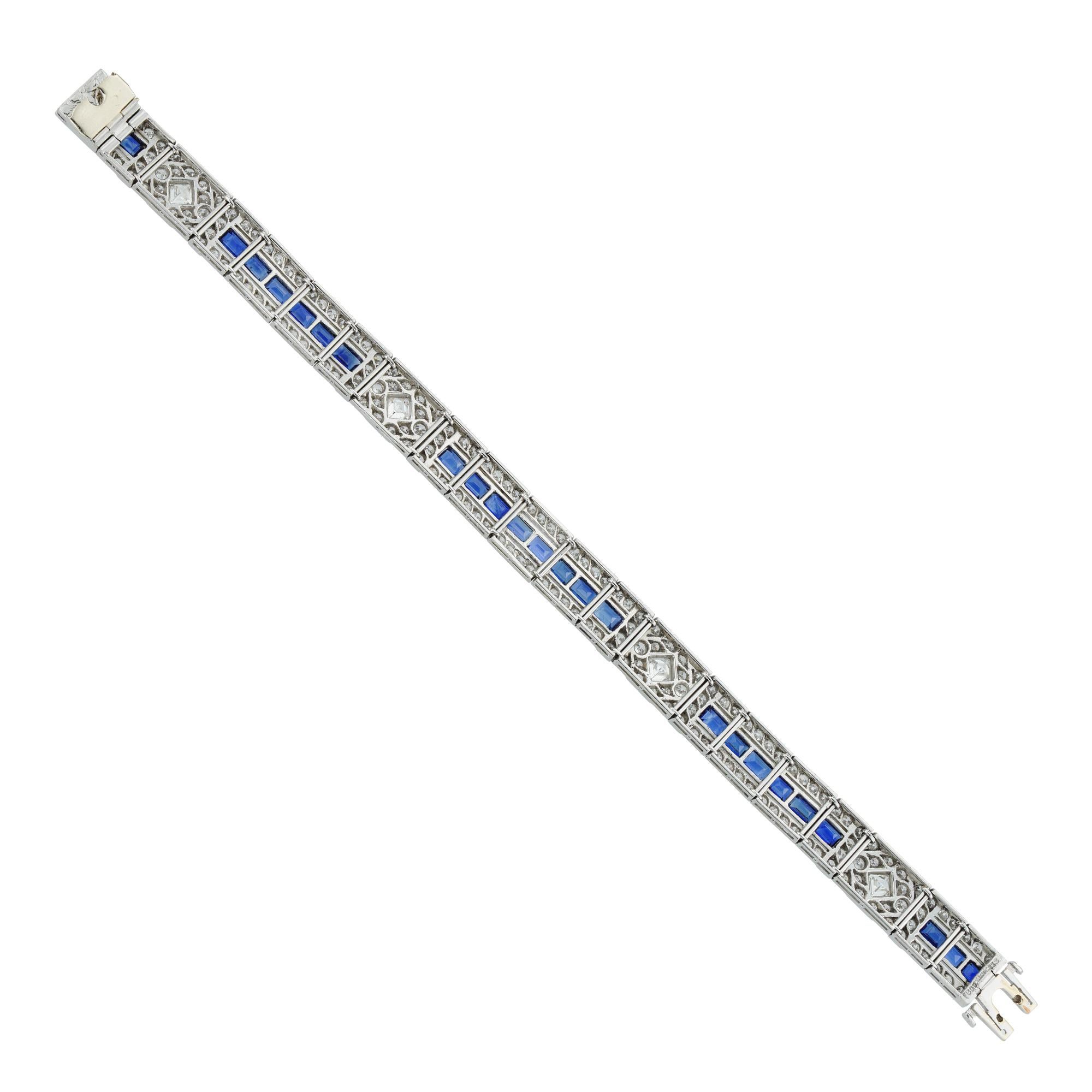 Fine Art Deco Tiffany & Co. Saphir und Diamant-Armband (Art déco)