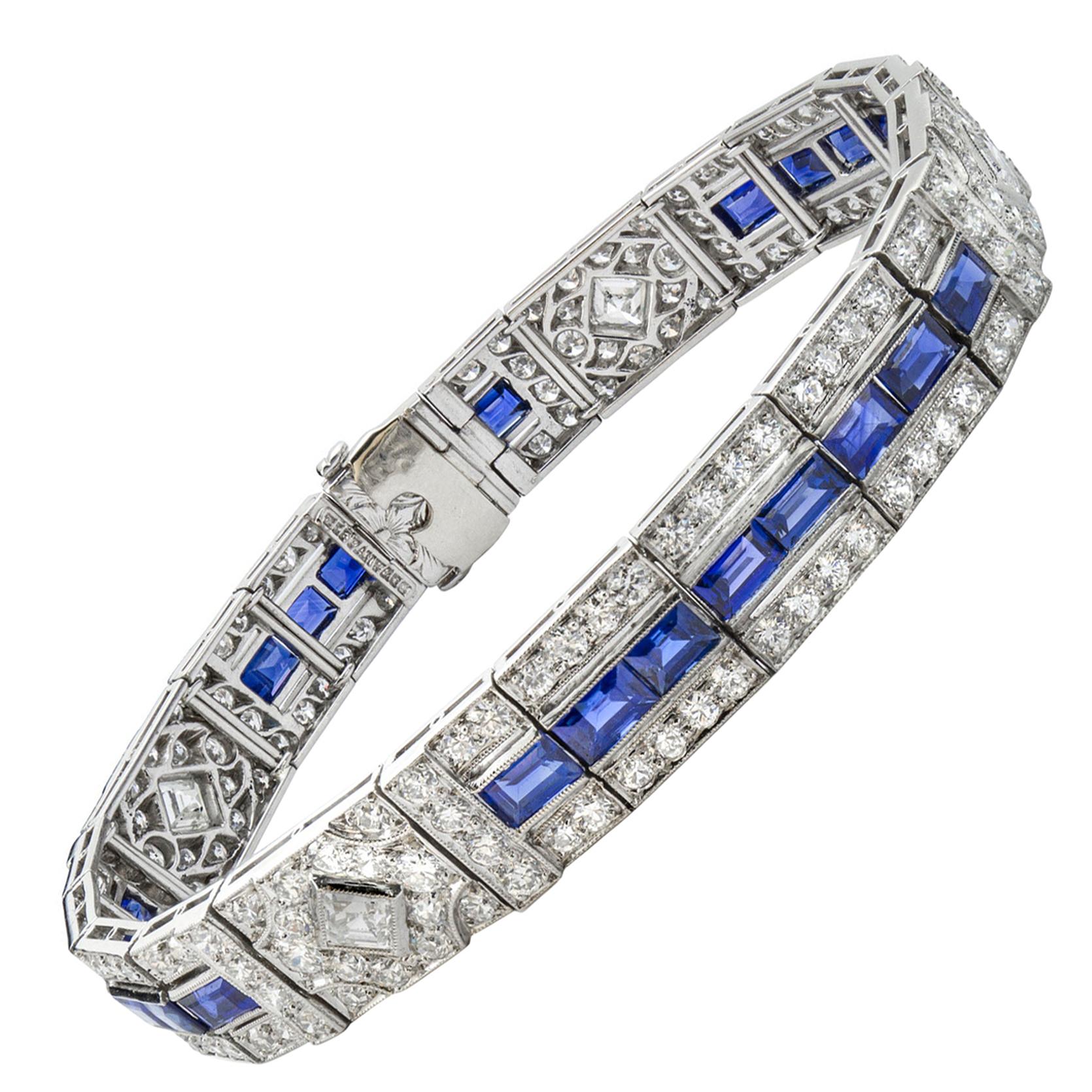 Fine Art Deco Tiffany & Co. Sapphire and Diamond Bracelet