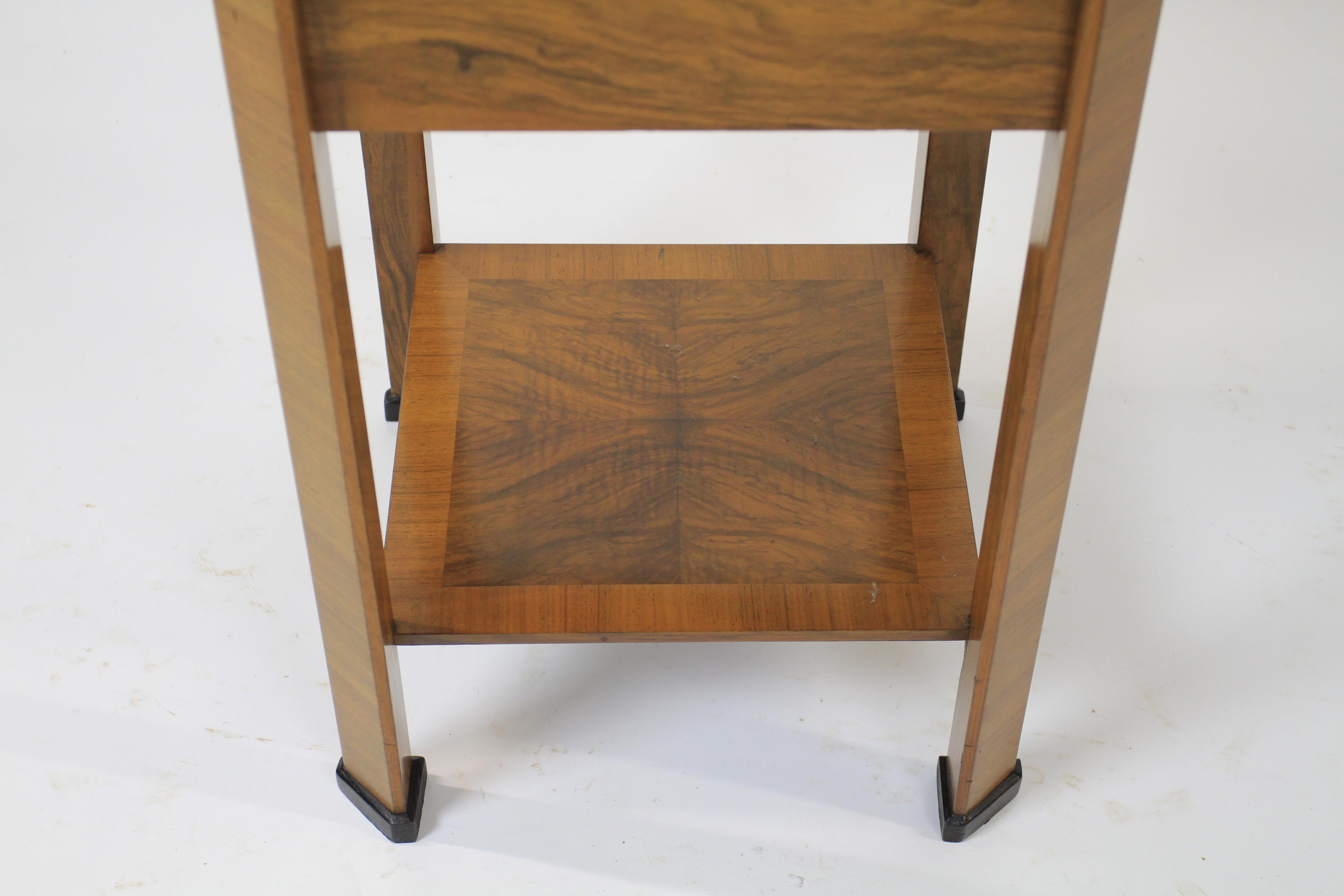 Fine Art Deco  Walnut 2 tier table with Maple slides circa 1930s For Sale 5