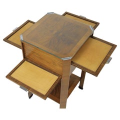 Fine Art Deco  Walnut 2 tier table with Maple slides circa 1930s