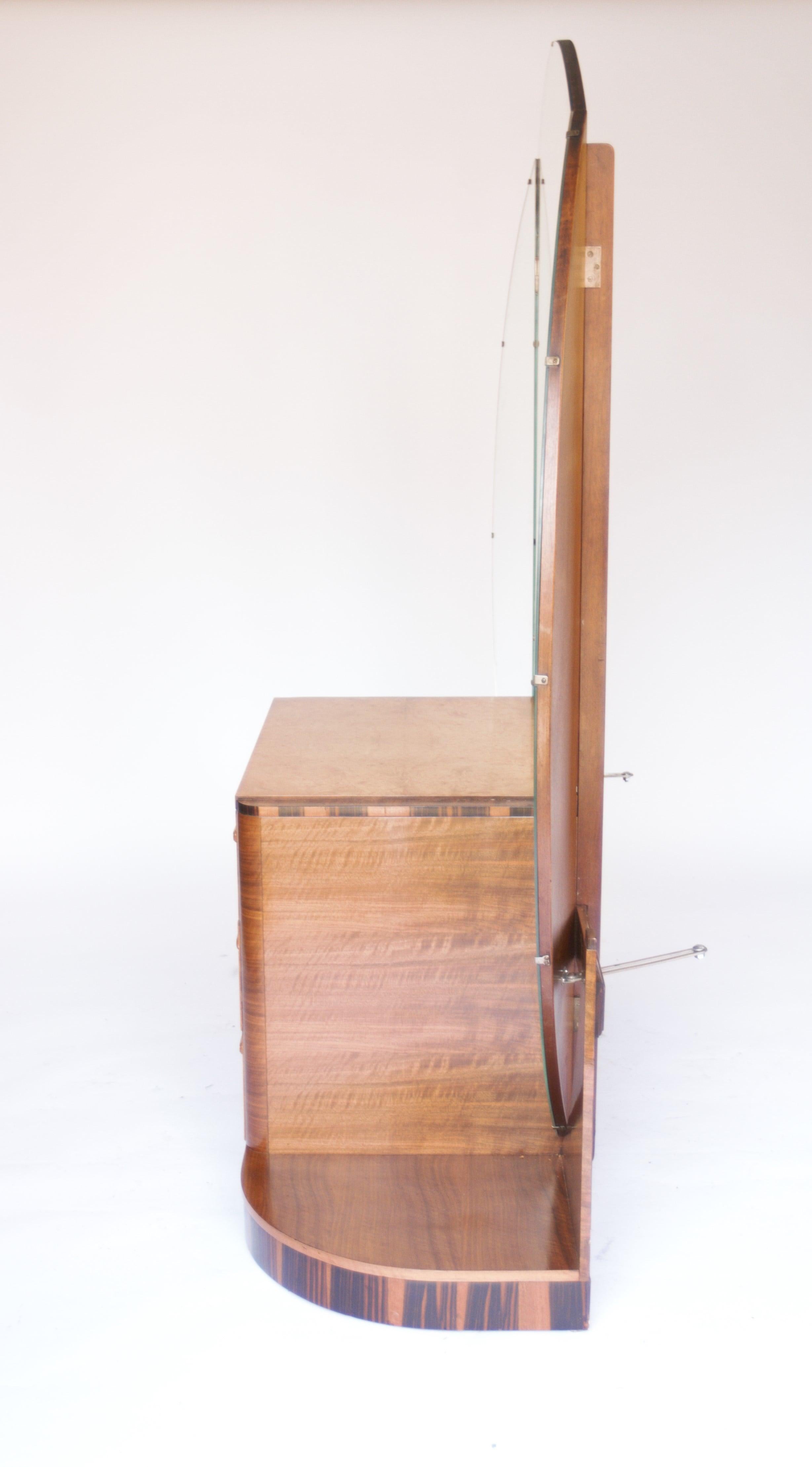 Fine Art Deco Walnut & Burr Walnut Dressing table & stool 2