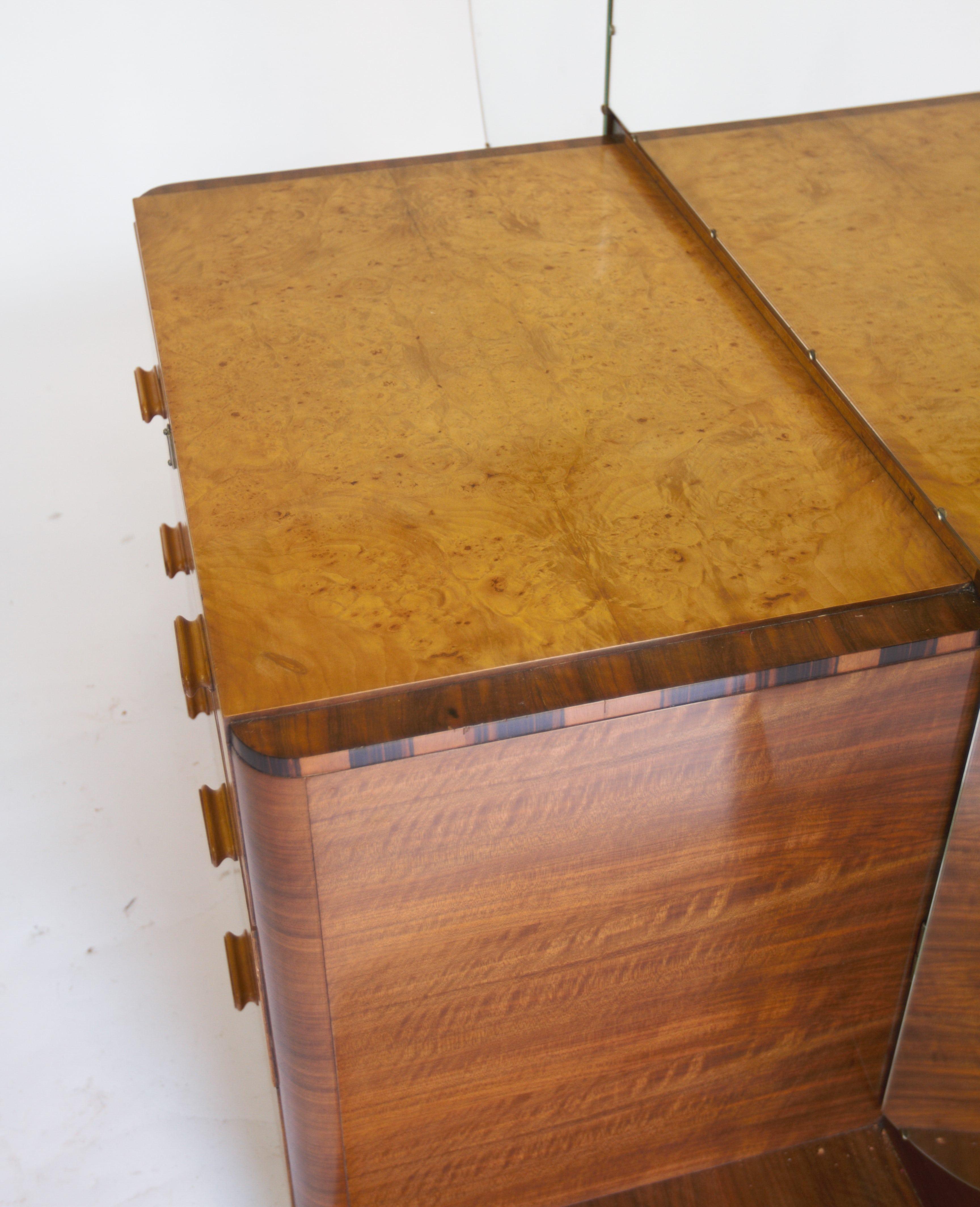 Fine Art Deco Walnut & Burr Walnut Dressing table & stool 4