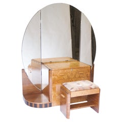 Fine Art Deco Walnut & Burr Walnut Dressing table & stool