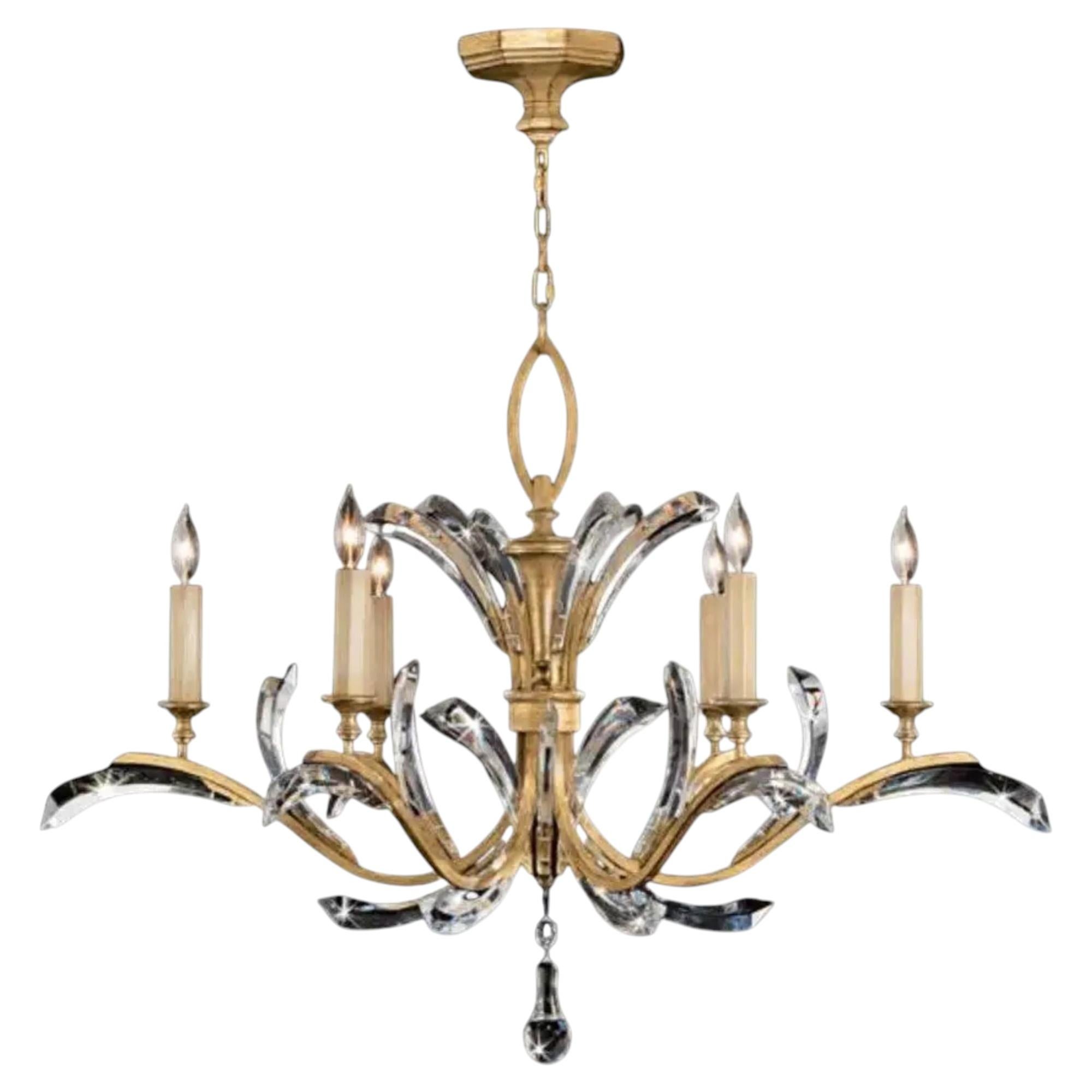 Fine Art Fine Art Handcrafted Chandelier in Soft Gold Leaf with Beveled Crystals