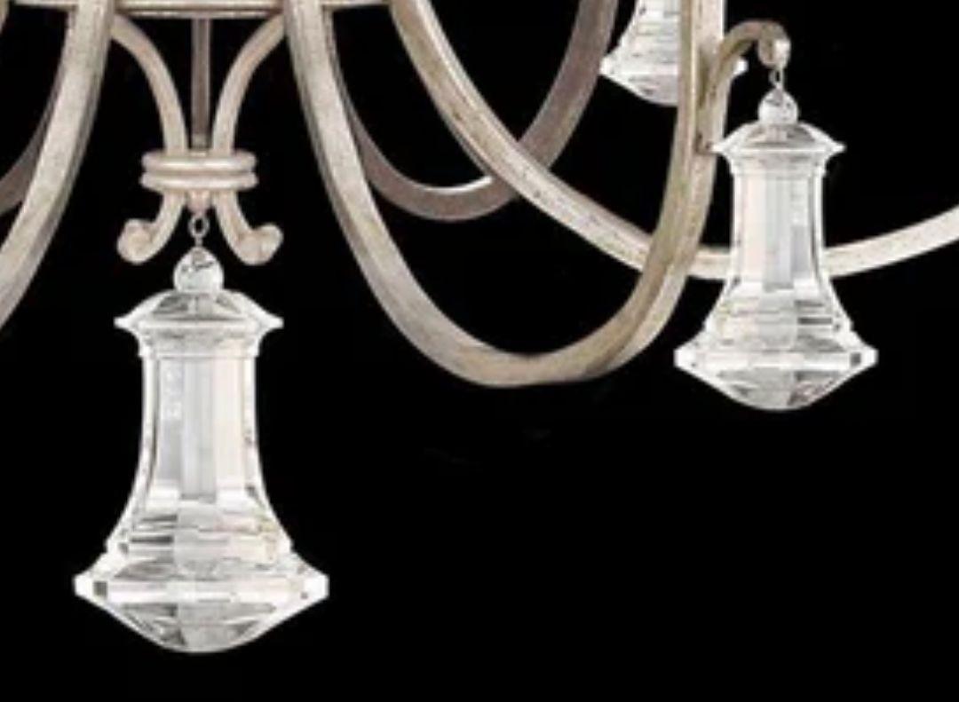 Chandelier de Pan de Oro Suave con Tulipas de Cristal Facetado Channel-Set Estadounidense en venta