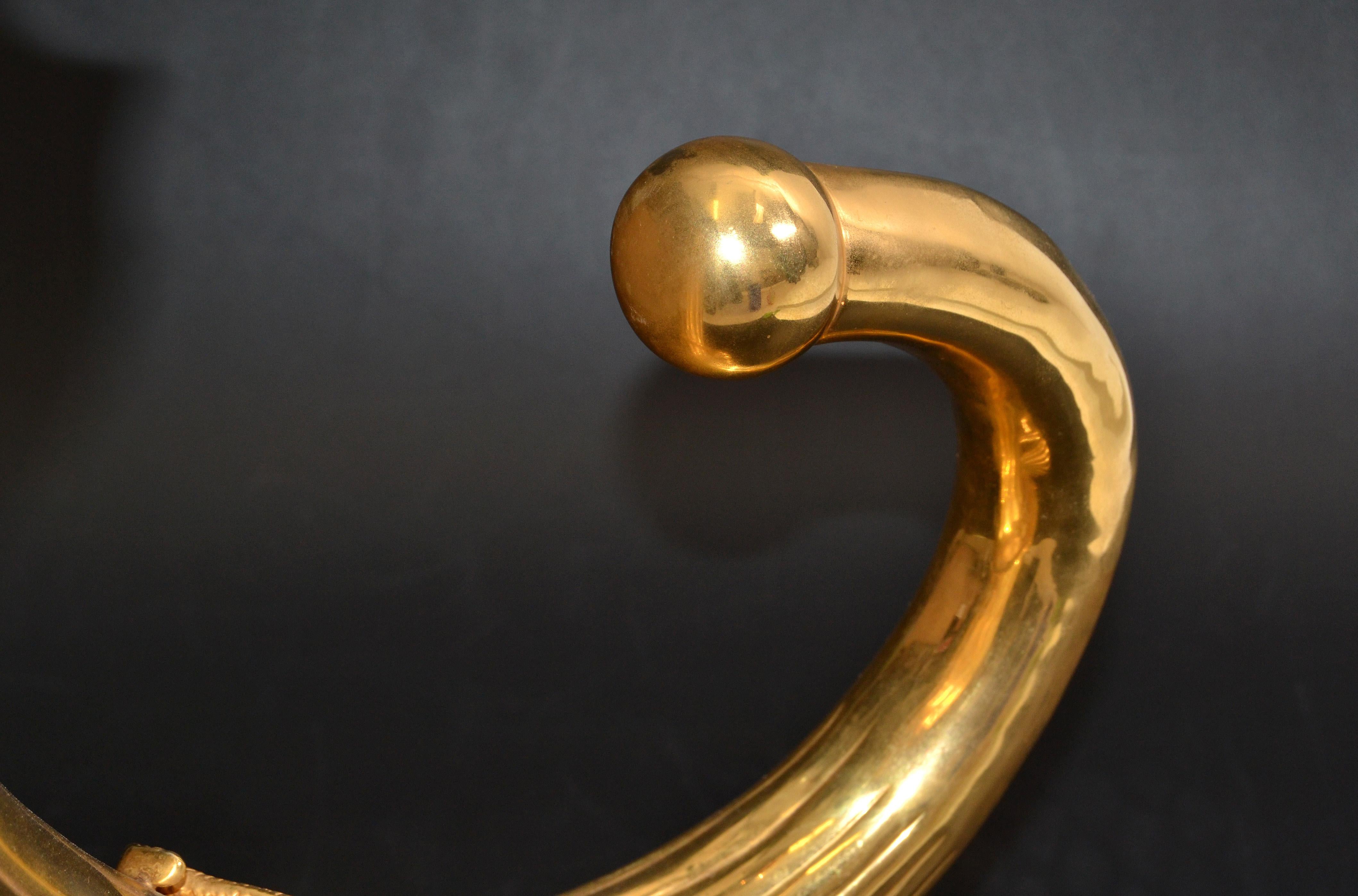 Fine Art Italian Gilt Bronze Cornucopia Vase Sea Serpent Decoration 20th Century For Sale 5