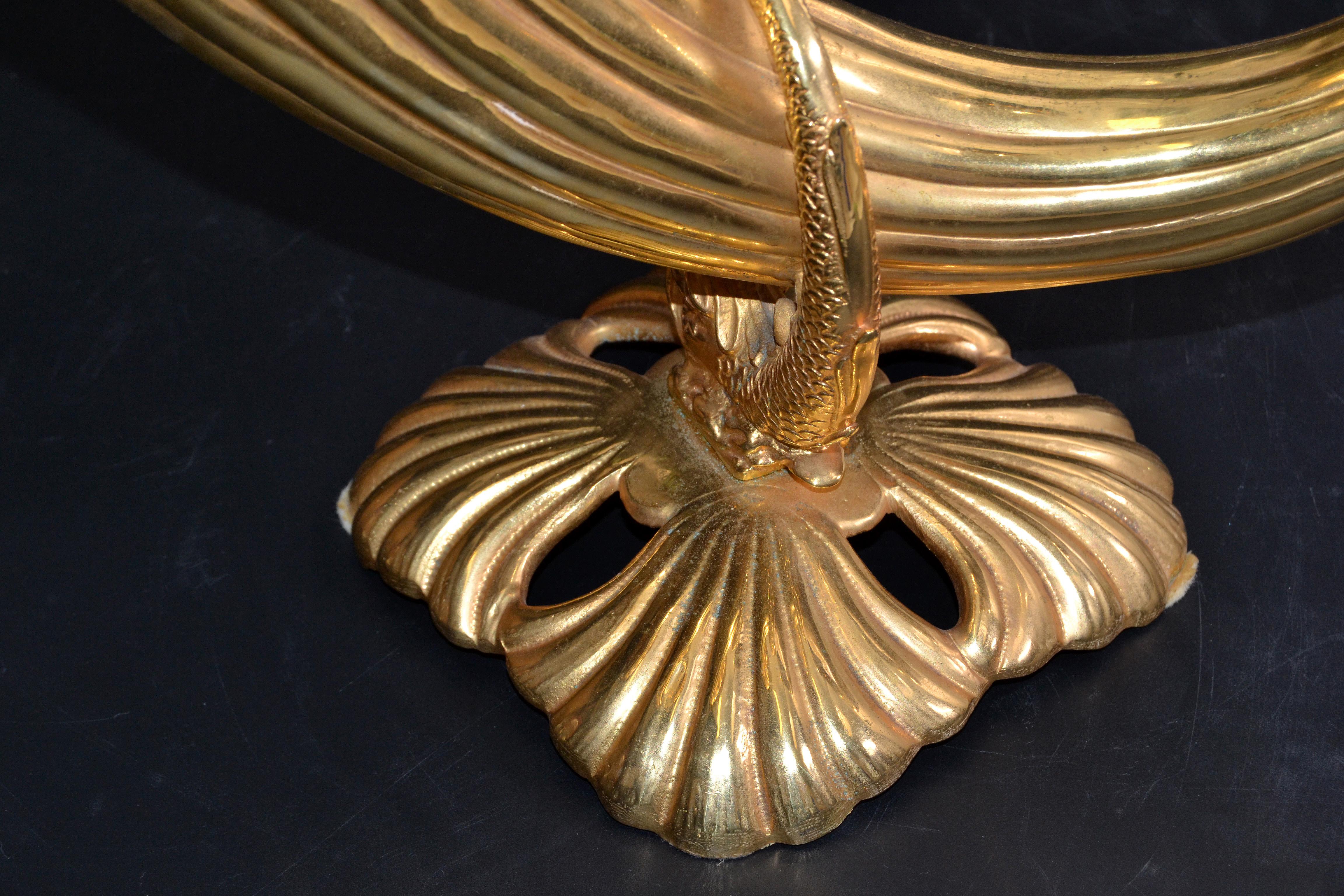 Fine Art Italian Gilt Bronze Cornucopia Vase Sea Serpent Decoration 20th Century For Sale 6
