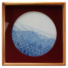 Targa in porcellana giapponese Fine Art Arita di Fujii Shumei Paesaggio invernale