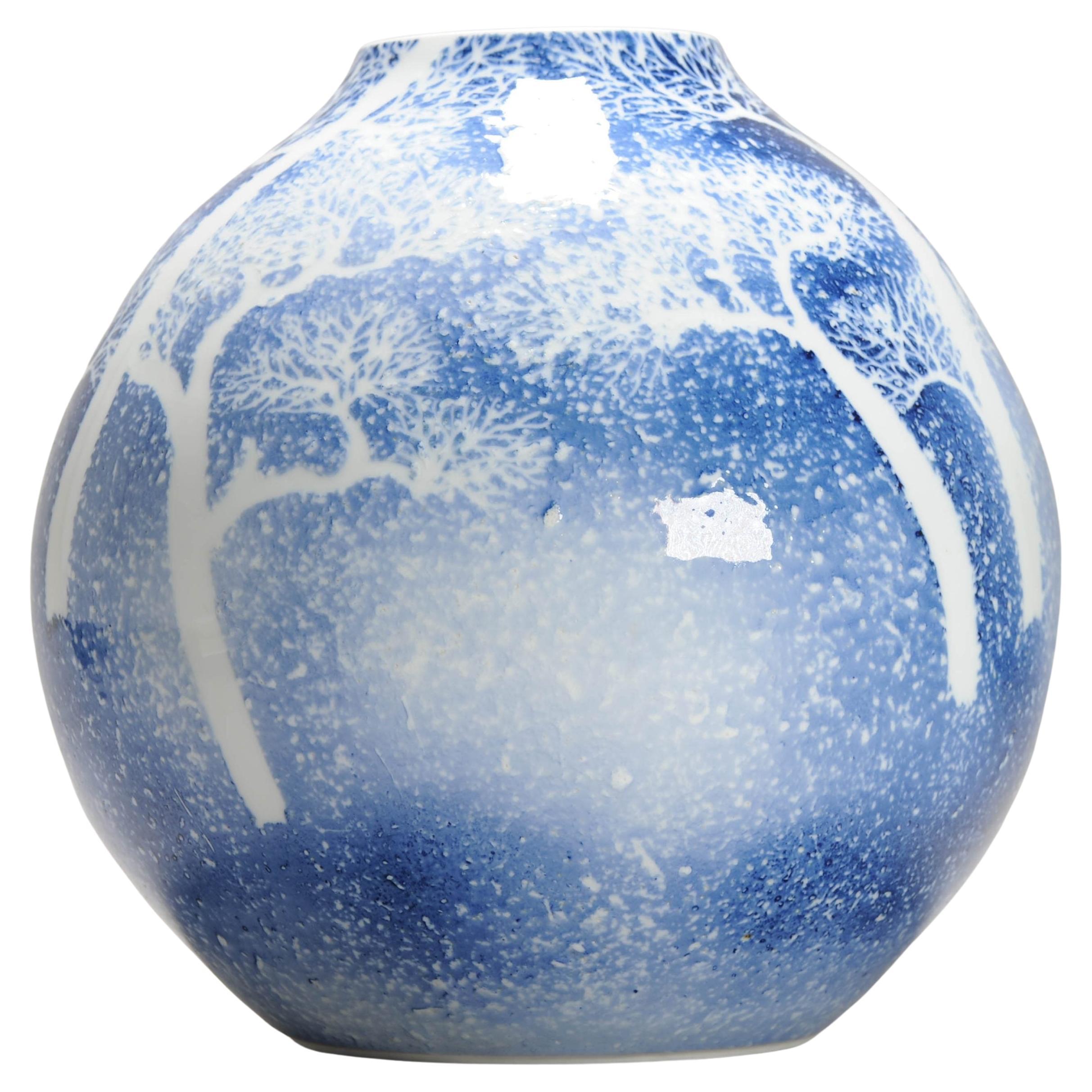 Fine Art Japanese Vase Arita Artist Fujii Shumei Winter Landscape, 19th/20th C. For Sale