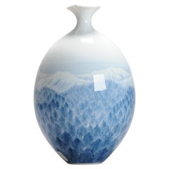 Fine Art Japanese Vase Arita. Artist Fujii Shumei Winter Landscape, 20th Century