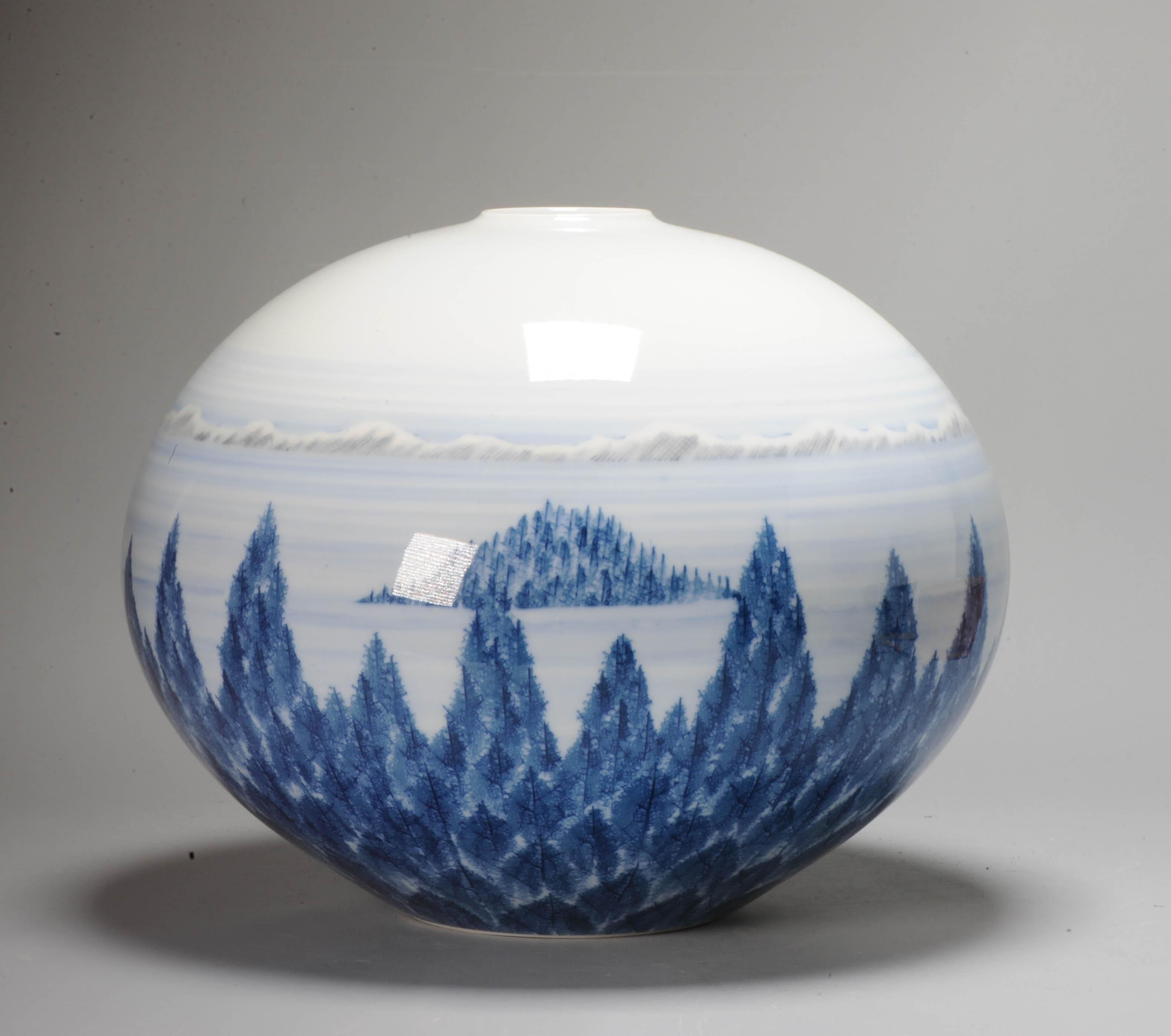 Fine Art Japanese Vase Arita. Artist Fujii Shumei Winter Landscape Born, 1936  For Sale 4