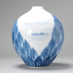 Fine Art Japanische Vase Arita. Fujii Shumei Winterlandschaft des Künstlers geboren. 1936