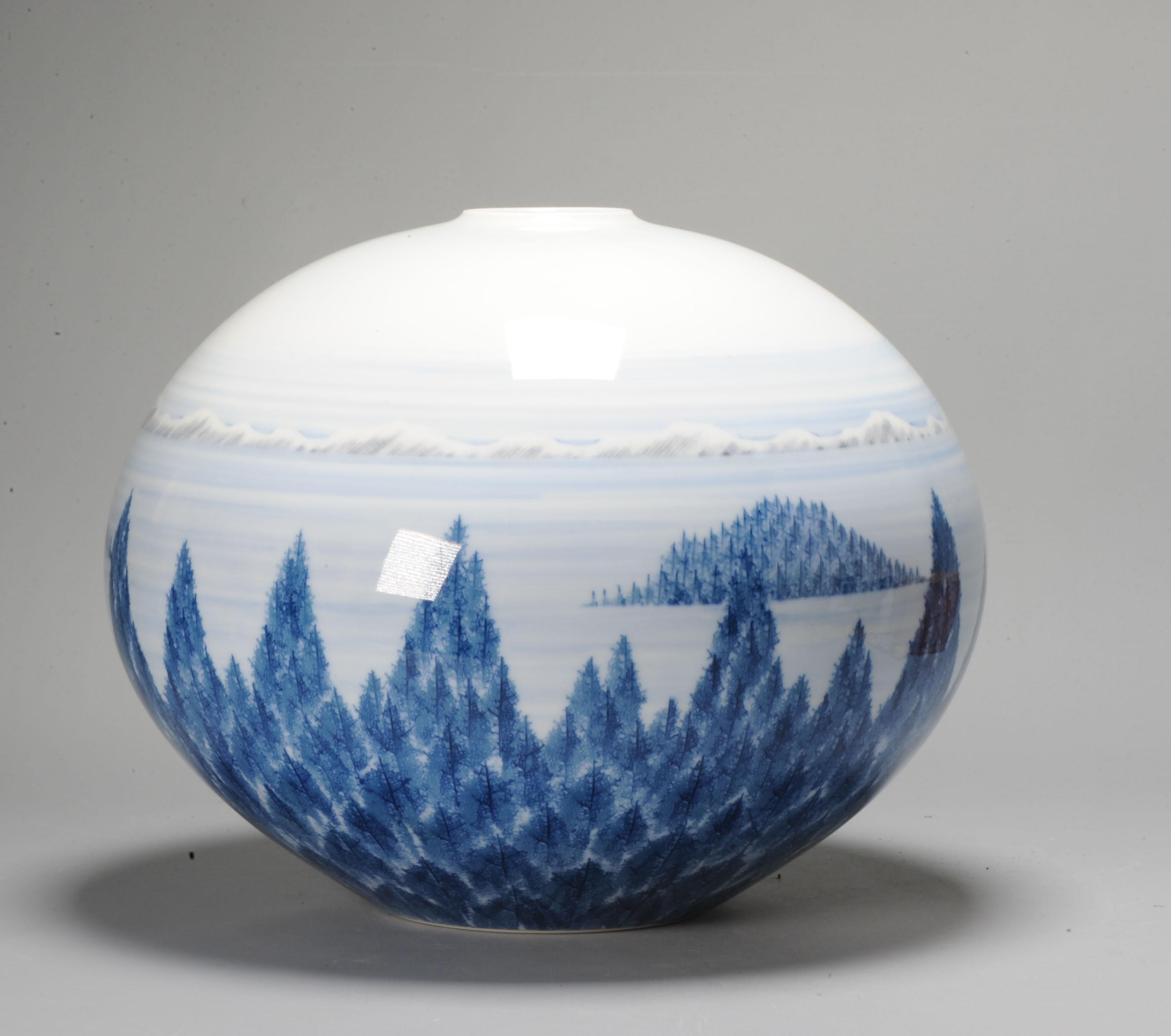 Fine Art Japanese Vase Arita. Artist Fujii Shumei Winter Landscape Born, 1936  For Sale 2