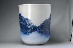 Fine Art Japanese Vase by Fuji Shumei - Mountain Landscape Relief