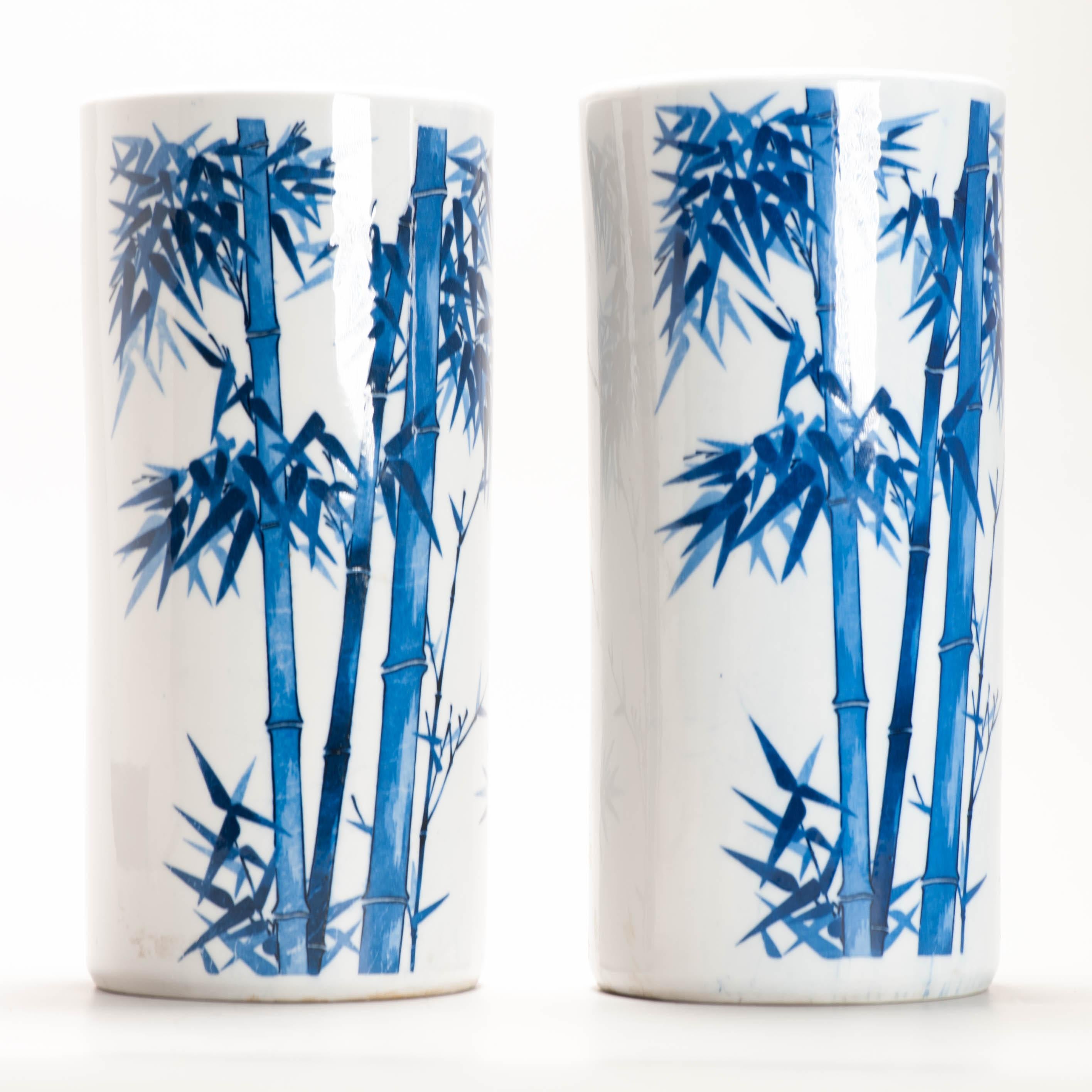 Super pair of bamboo vases. Meiji period ca 1890