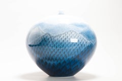 Fine Art Japanese Winter Landscape Vase Arita by Artist Fujii Shumei