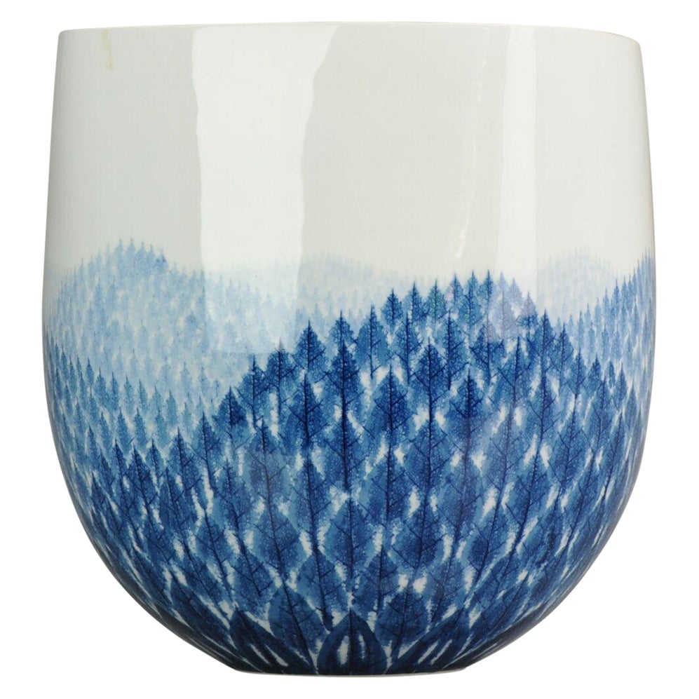 Vase d'art japonais à paysage d'hiver Arita par l'artiste Fujii Shumei