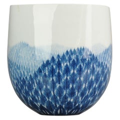 Vase d'art japonais à paysage d'hiver Arita par l'artiste Fujii Shumei