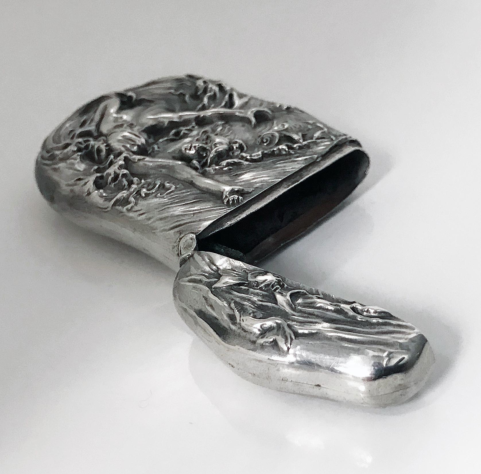 19th Century Fine Art Nouveau Sterling Silver Vesta Match Safe William Kerr, circa 1900