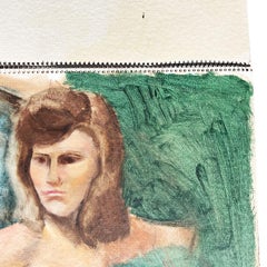 Fine Art Post Modern Portrait Painting of A Nude Woman on Green by Clair Seglem