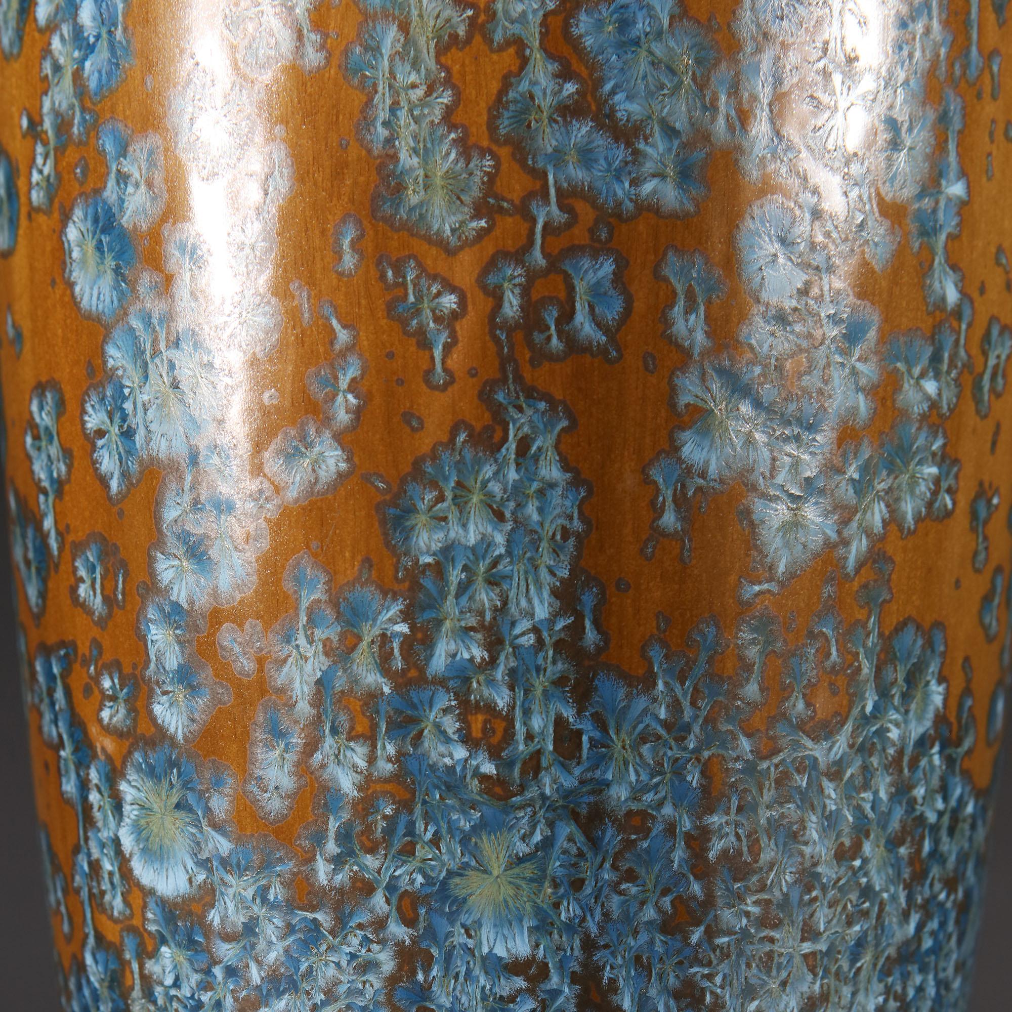 French Fine Art Pottery Vase Attributed to Pierrefonds, with Crystalline Glaze