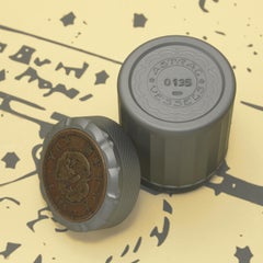 Matte Gunmetal Gray Art Vessel with Japanese Coin Design