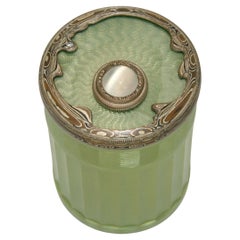 Fine Art Vessel with Green Guilloche Enamel Moonstone and Mokume Cane Metal
