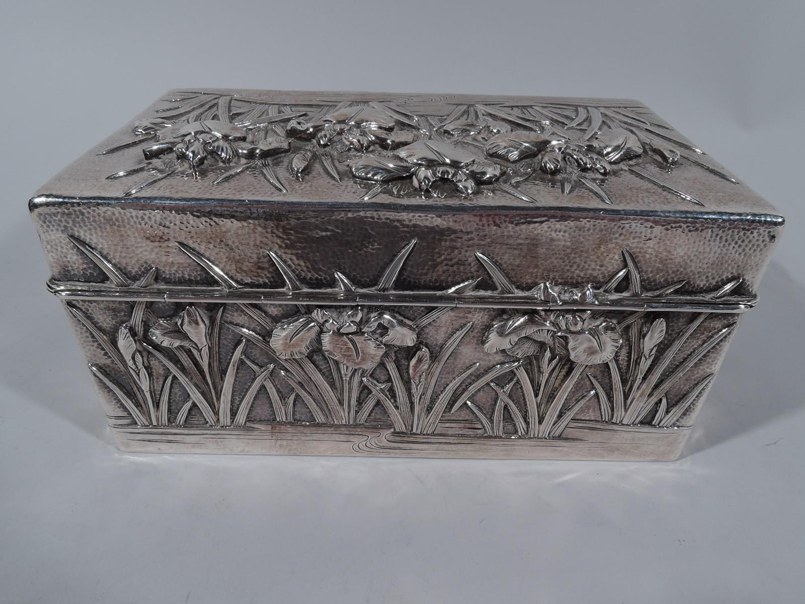 Meiji Fine Arthur & Bond Japanese Hand-Hammered Casket Box with Irises