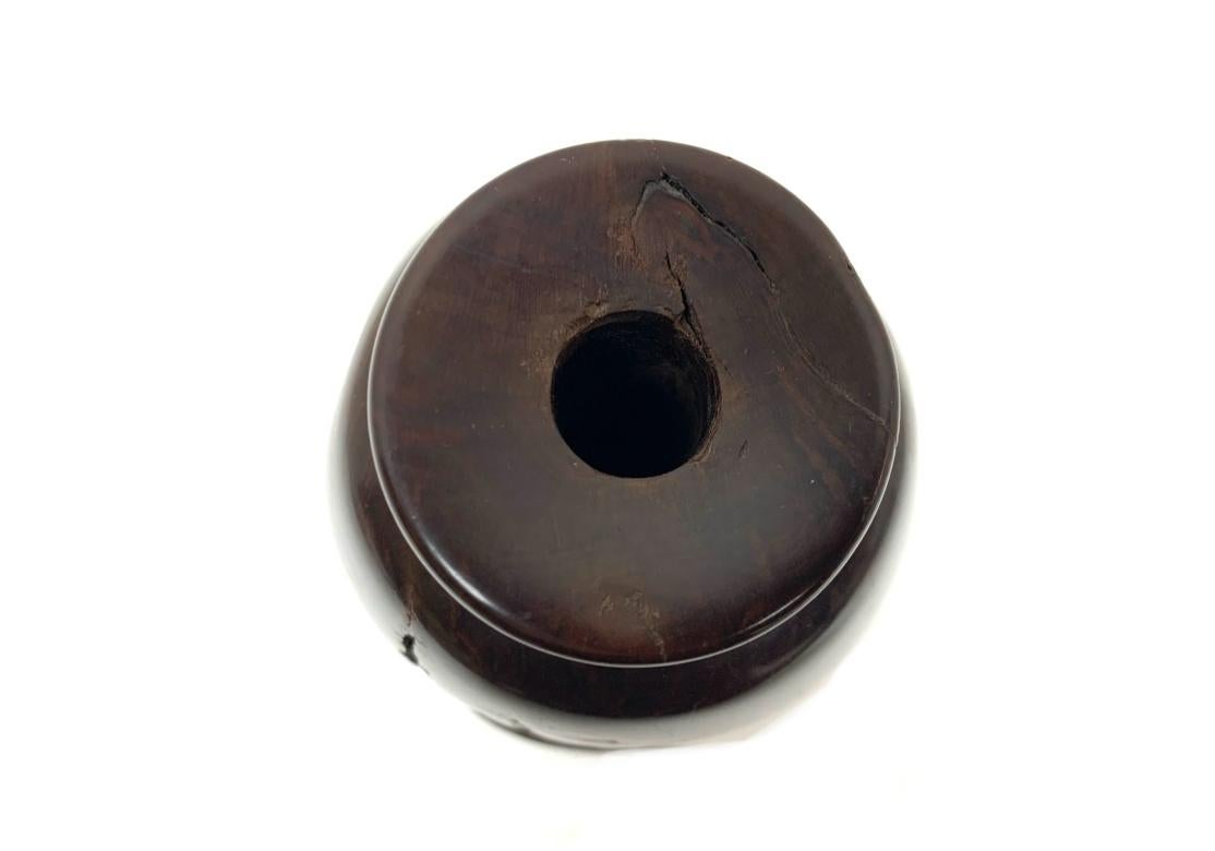 Unknown Fine Artisan Crafted Carved Burl Wood Vase For Sale