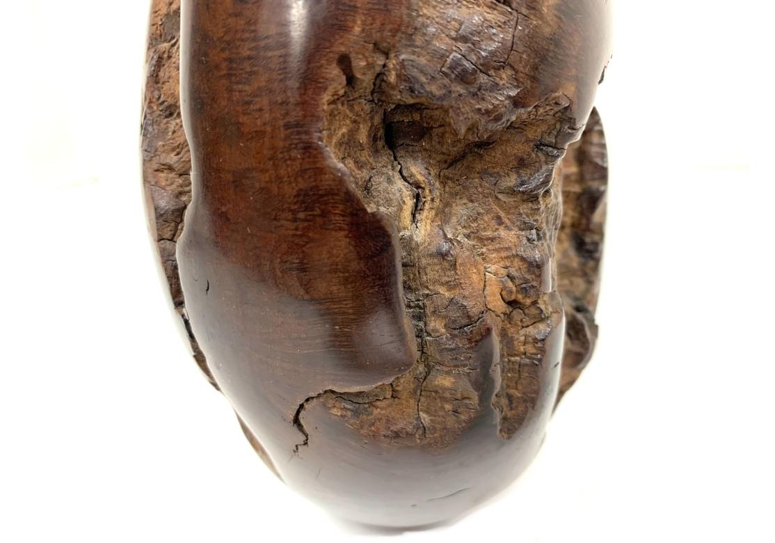Fine Artisan Crafted Carved Burl Wood Vase For Sale 1