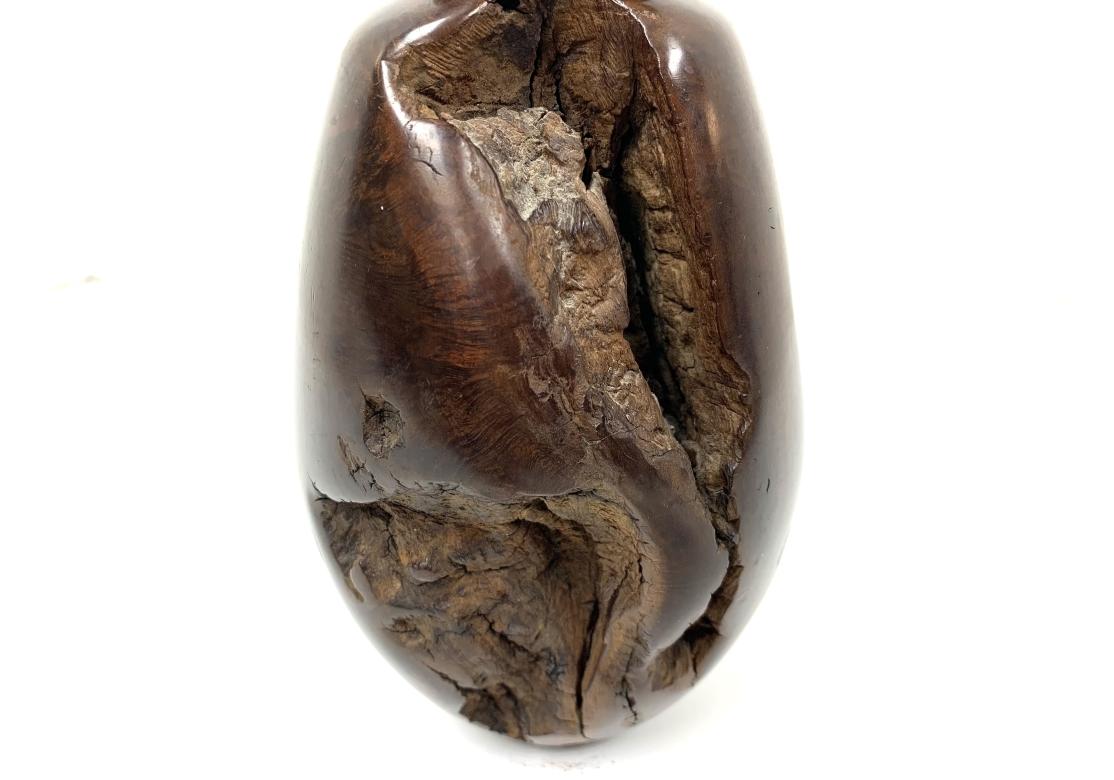 Fine Artisan Crafted Carved Burl Wood Vase For Sale 2