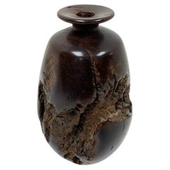 Fine Artisan Crafted Carved Burl Wood Vase