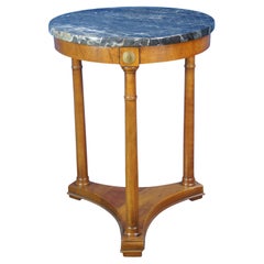 Retro Fine Arts Furniture French Empire Cherry Gueridon Table Pedestal Italian Marble