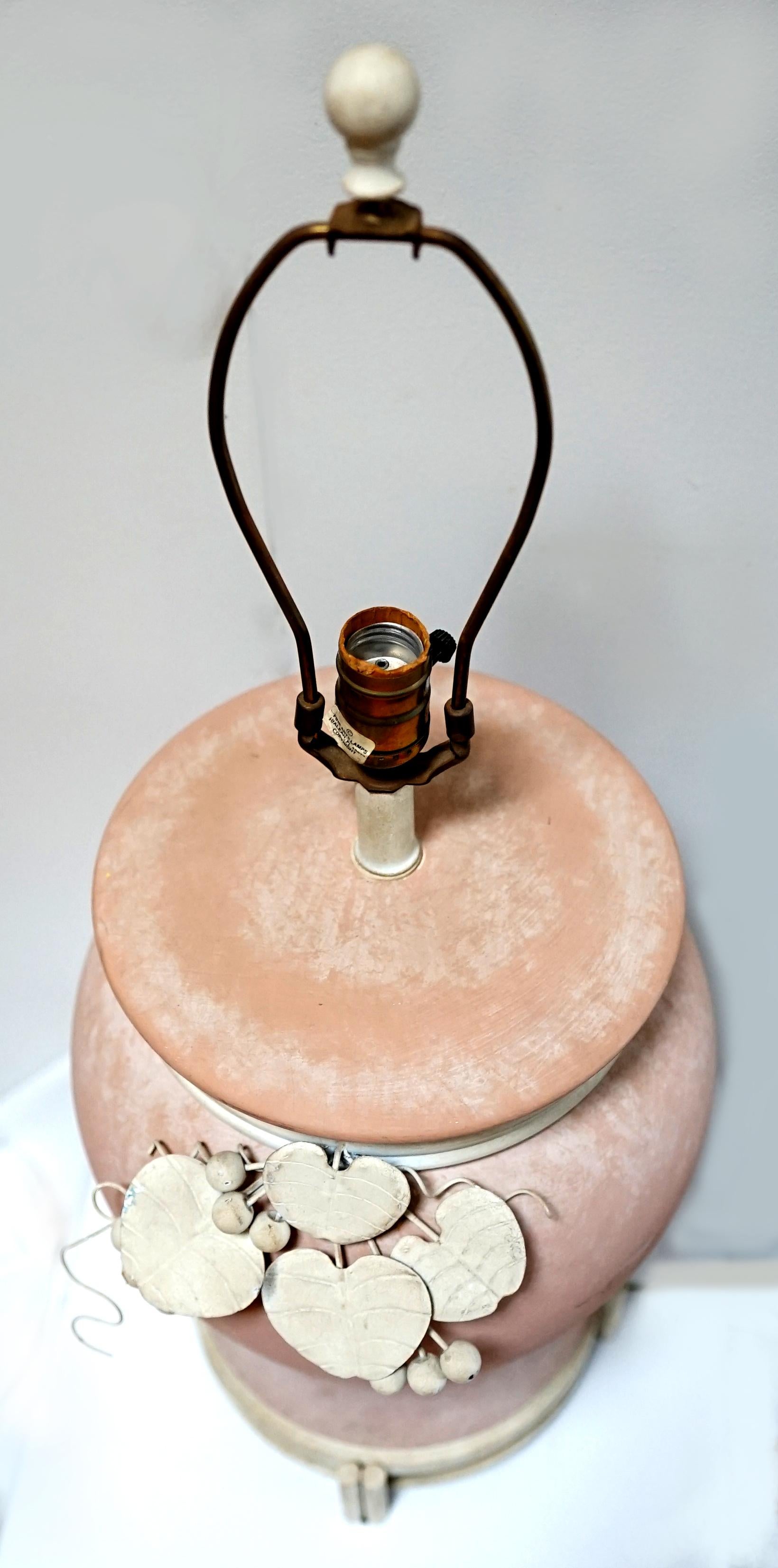 Fine Arts Vintage Pottery Lamp in Soft Pink, Barbiecore Style For Sale 5