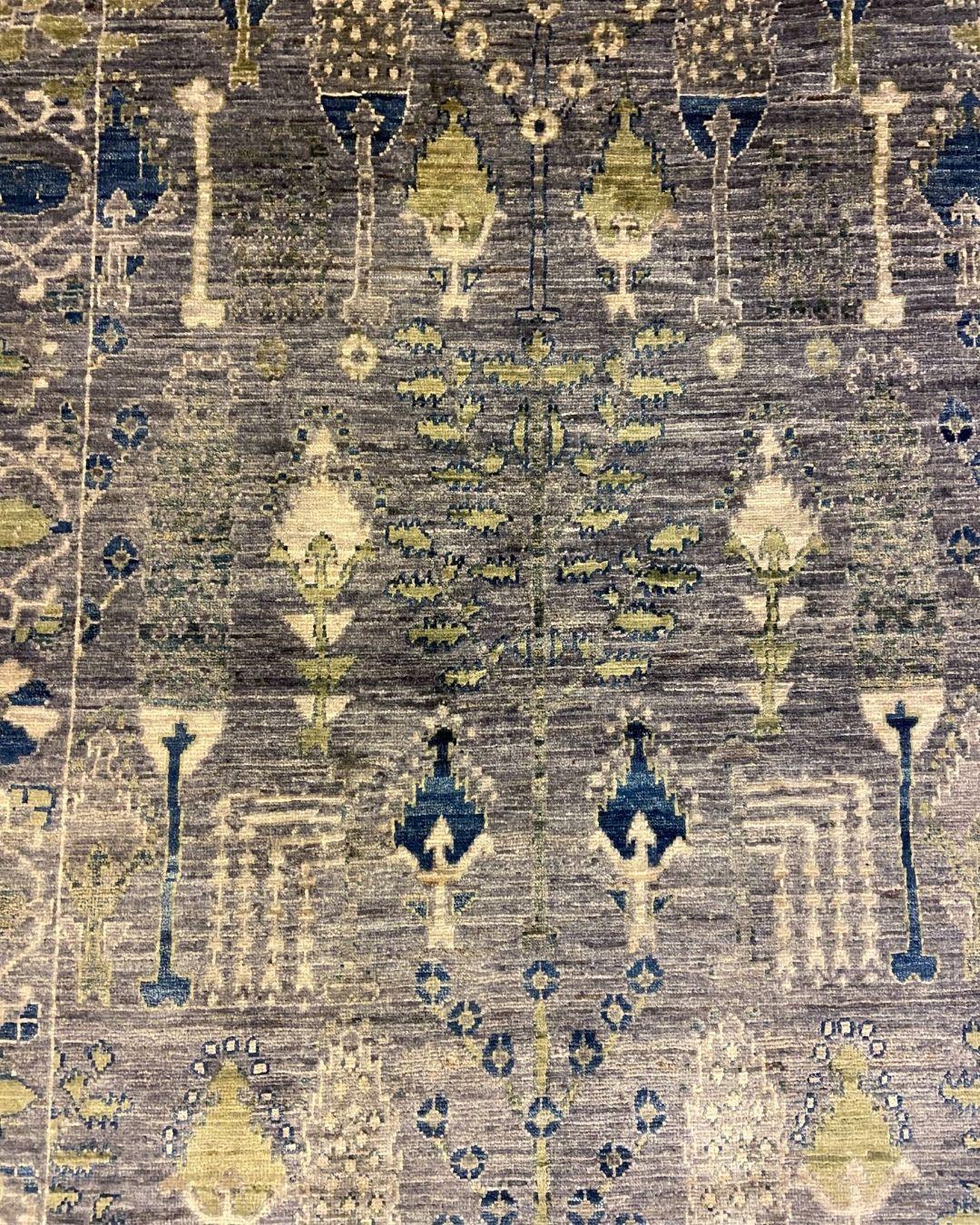 Feiner persischer Teppich aus Stammeskunst-Wolle aus Aryana in Blau-Grau und Grüntönen, 3' x 5' (21. Jahrhundert und zeitgenössisch) im Angebot