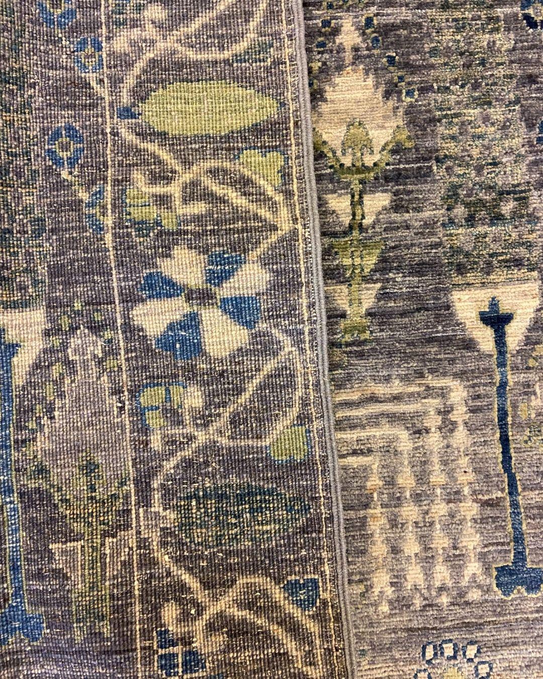 Feiner persischer Teppich aus Stammeskunst-Wolle aus Aryana in Blau-Grau und Grüntönen, 3' x 5' im Angebot 3