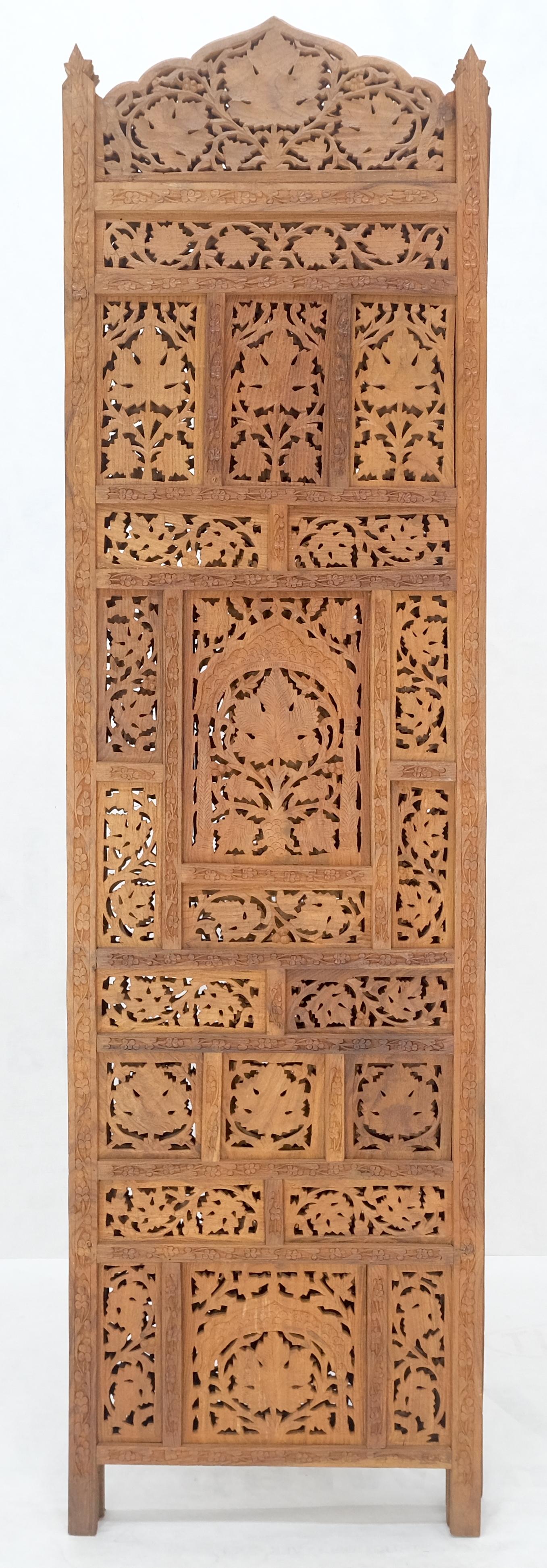 Fine Asian Carved Teak 4 Panels Screen Room Divider Mint! For Sale 4