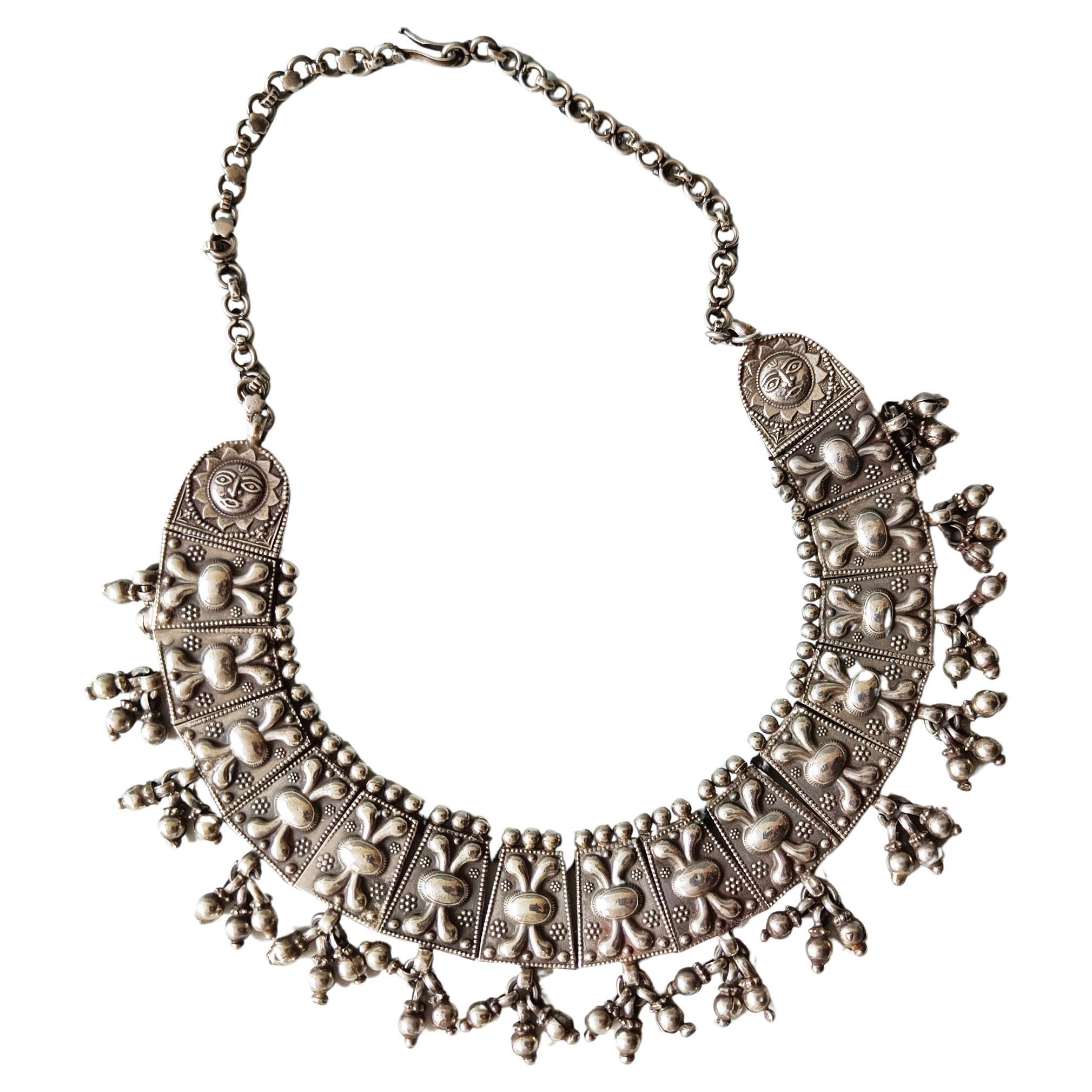 Fine Asian Ethnographic Silver Necklace India For Sale