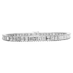 Fine Asscher Cut Diamond Platinum Line Tennis Bracelet
