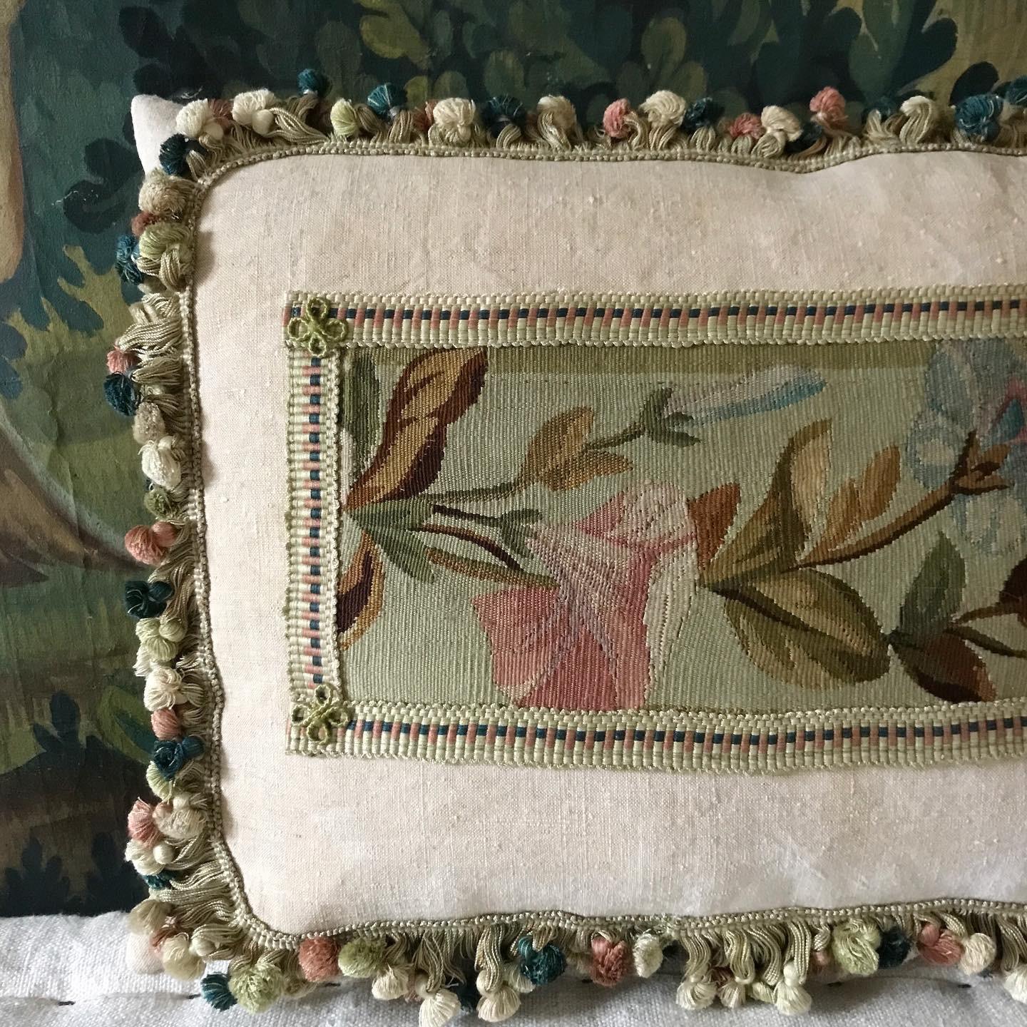 French Fine Aubusson Cushion For Sale