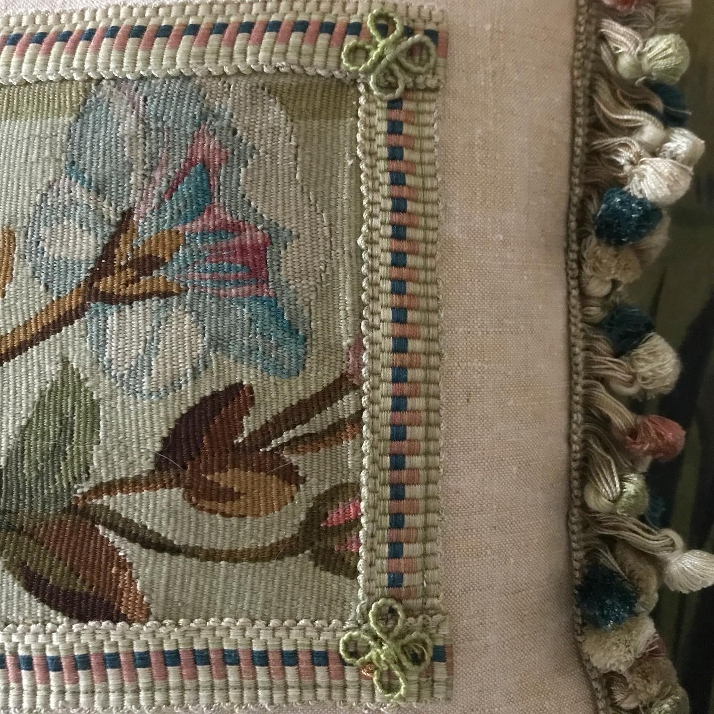 Hand-Crafted Fine Aubusson Cushion For Sale