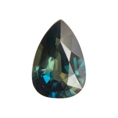 Fine Australian 1.81 Carat Green Blue Bi Color Sapphire Pear Teardrop Unique Gem