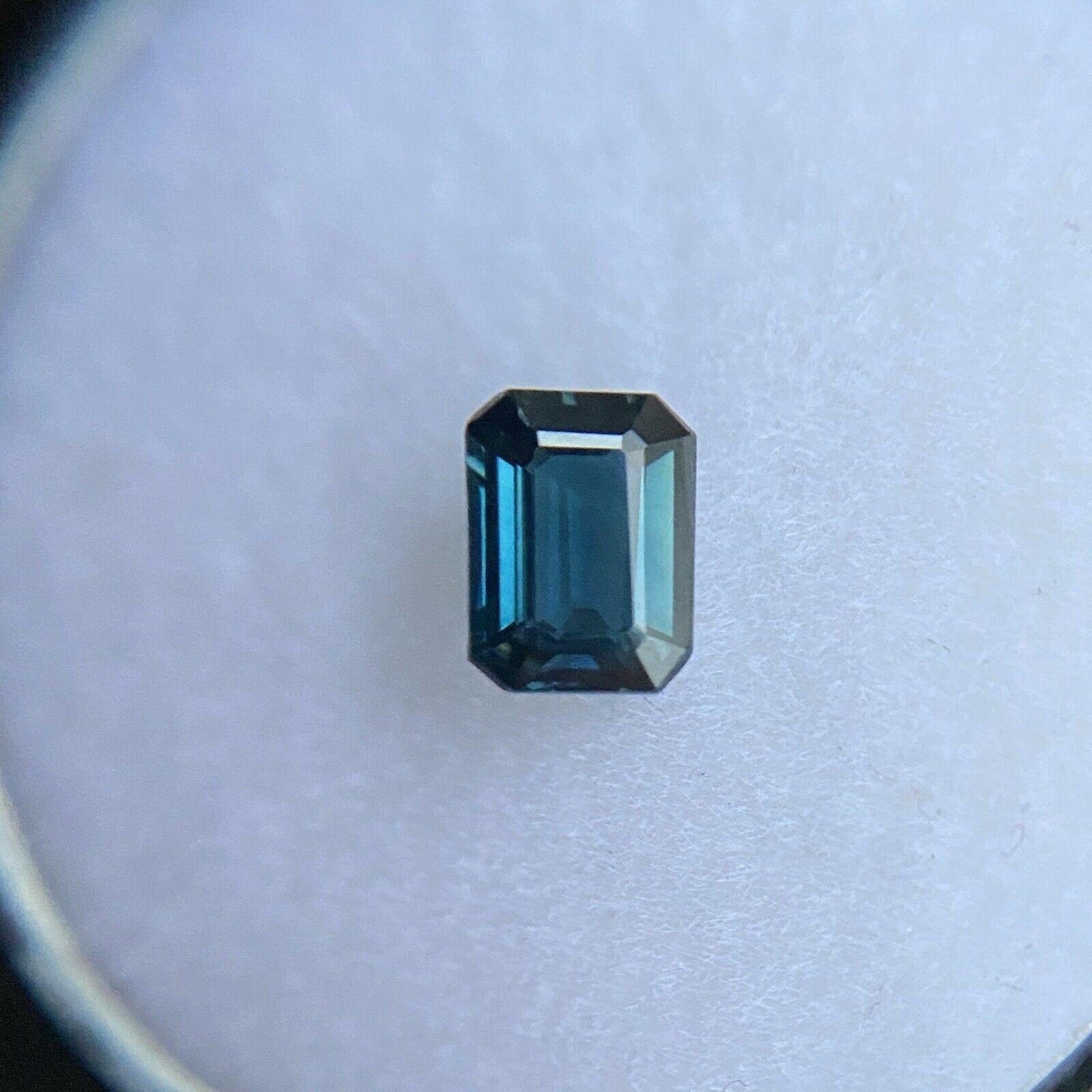 Fine Australian Deep Blue Sapphire 0.59ct Octagonal Emerald Cut Rare VVS In New Condition In Birmingham, GB