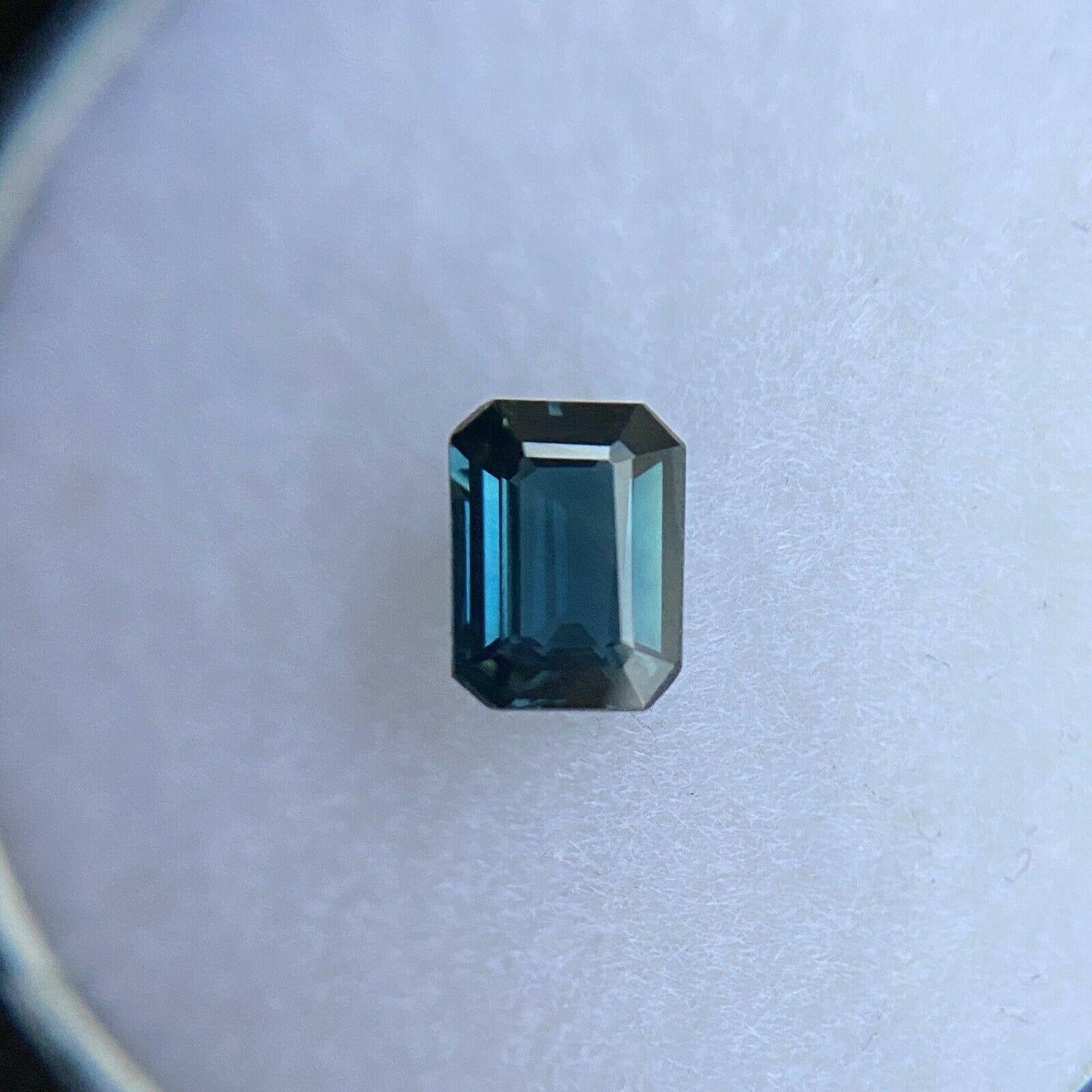 Fine Australian Deep Blue Sapphire 0.59ct Octagonal Emerald Cut Rare VVS 1